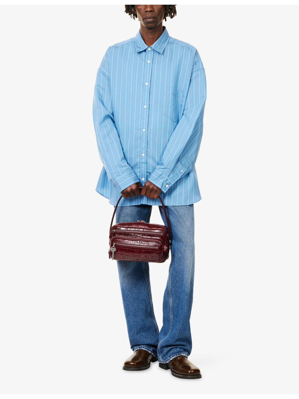 Oversized Pinstripe Woven Shirt - 2