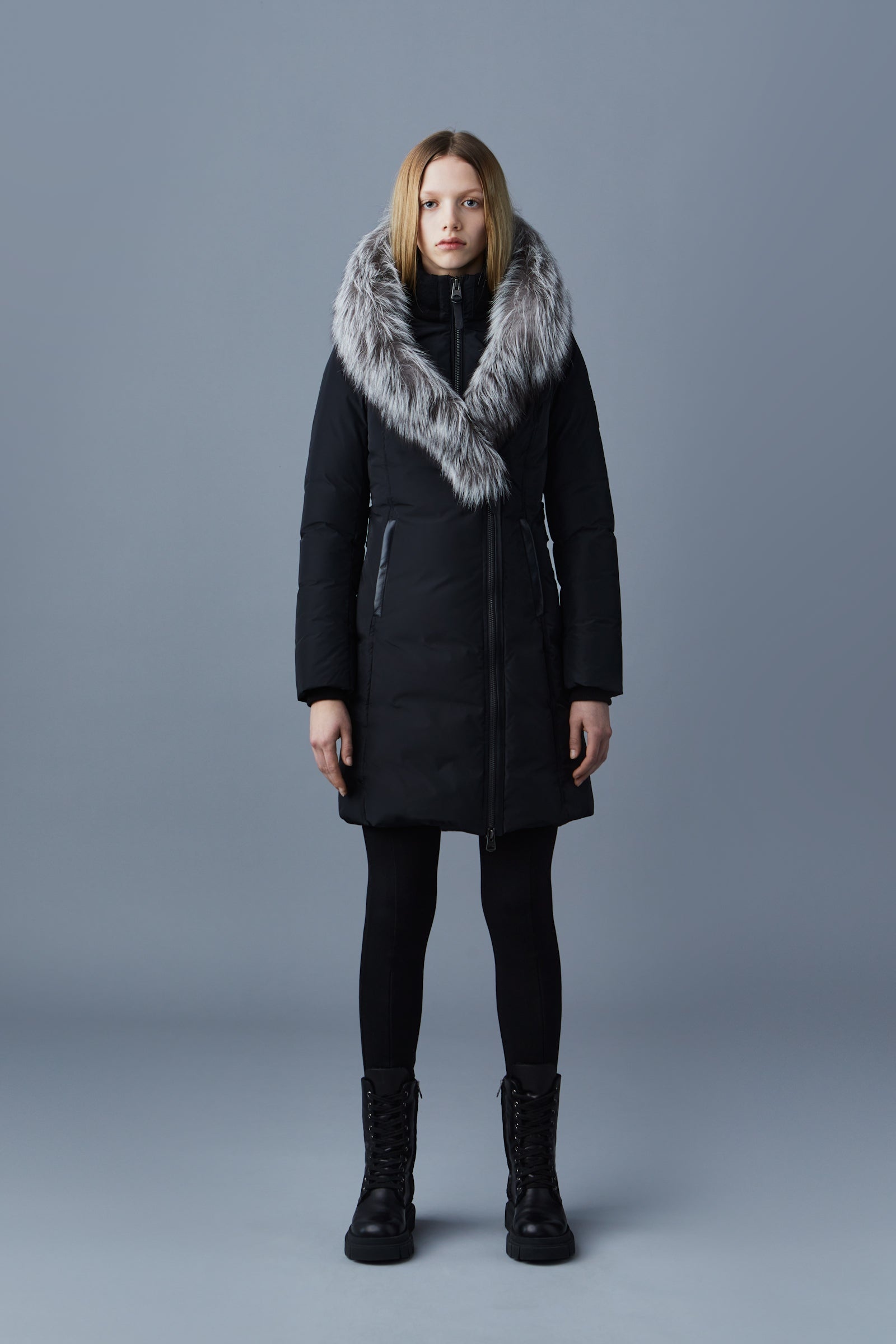 KAY Down coat with silver fox fur Signature Mackage Collar - 2