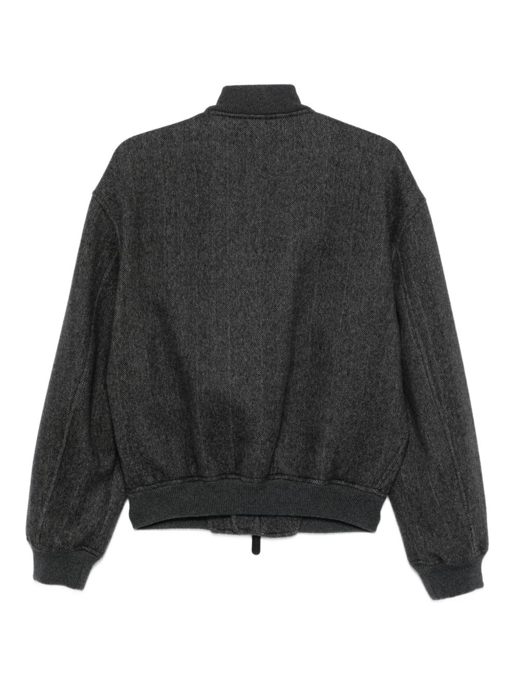 herringbone zip-front bomber jacket - 2