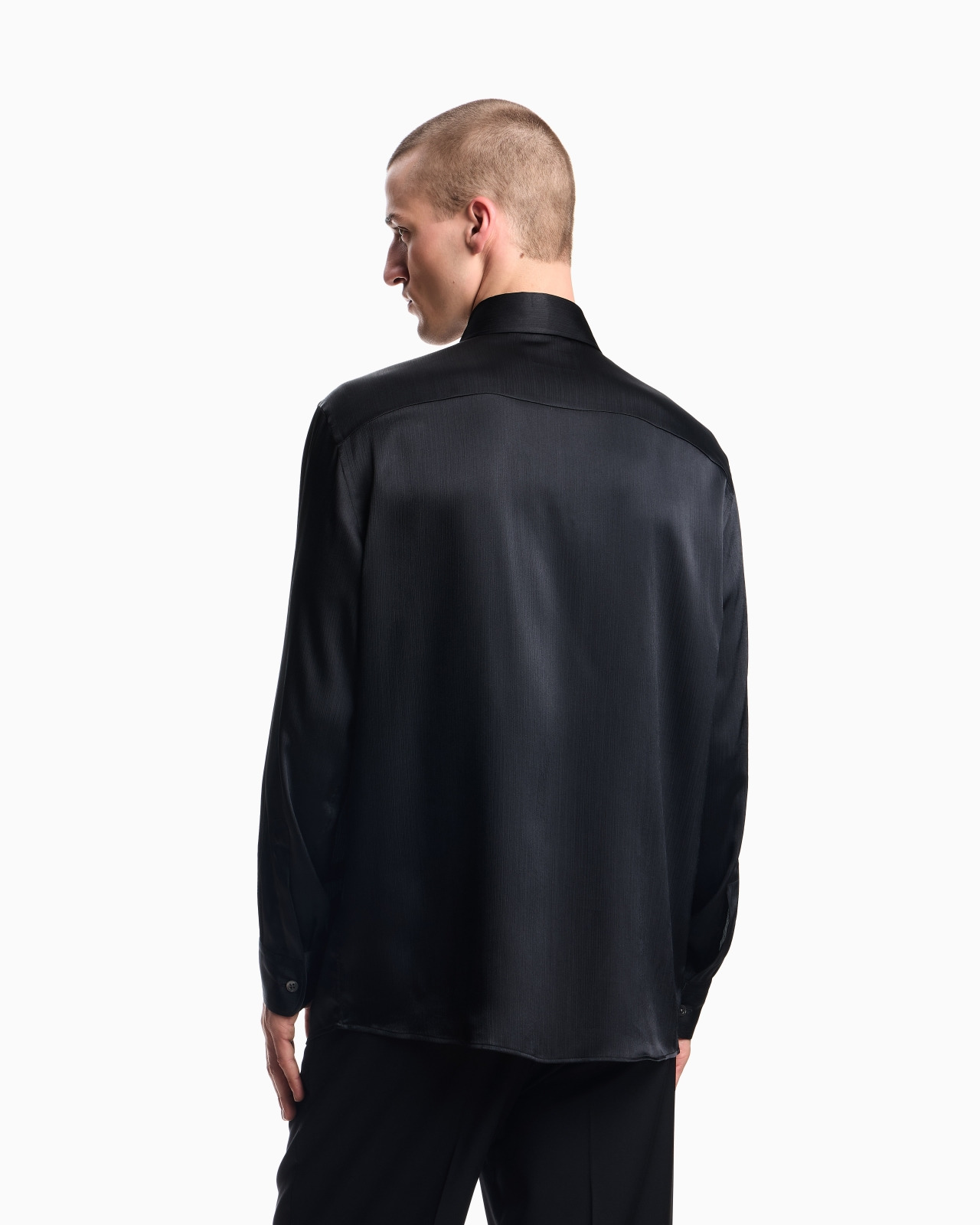 SOLID-COLOUR, PLEATED FABRIC SHIRT - 3