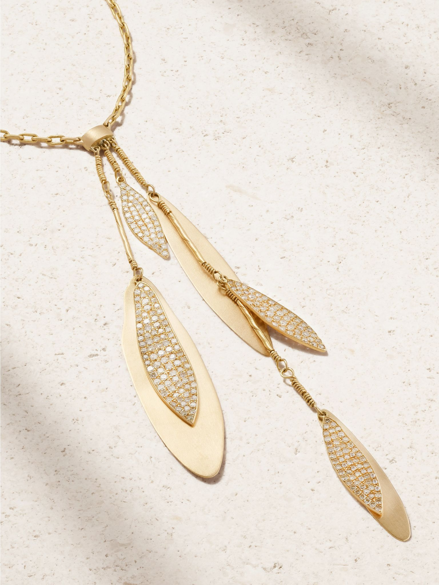 Falling Leaves 18-karat gold diamond necklace Gold - 4