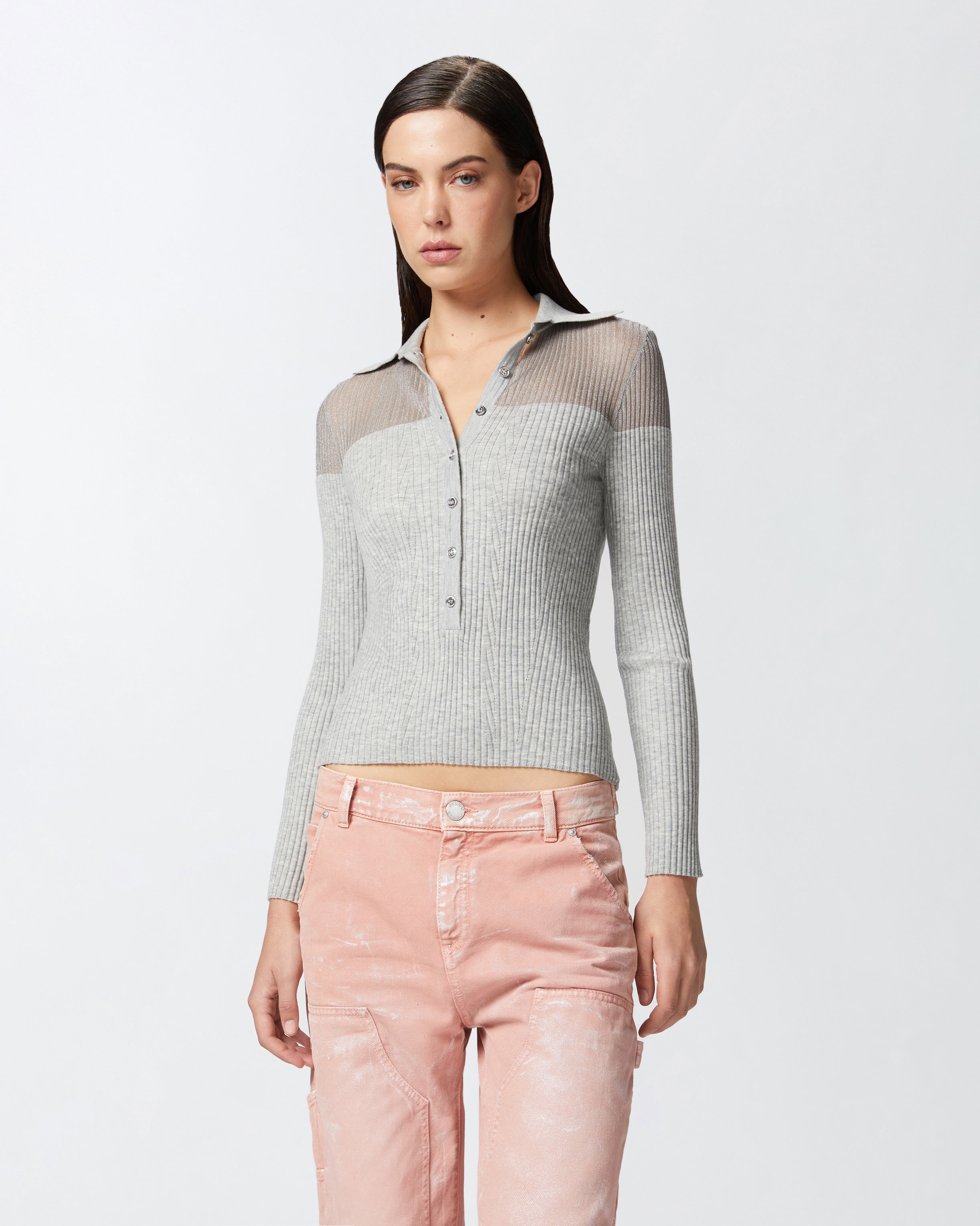 RIBBED LONG-SLEEVED POLO SHIRT - 2