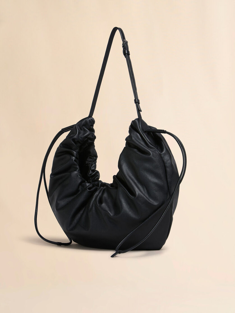 Marni BLACK LEATHER SCRUNCHIE MEDIUM HOBO BAG outlook