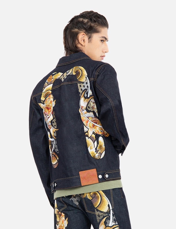 TATTOO KOI DAICOCK EMBROIDERY DENIM JACKET - 7