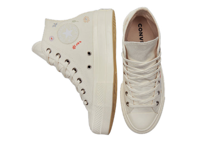 (WMNS) Converse Chuck Taylor All Star Lift Platform 'Embroidered Floral - Egret' A01586C - 4