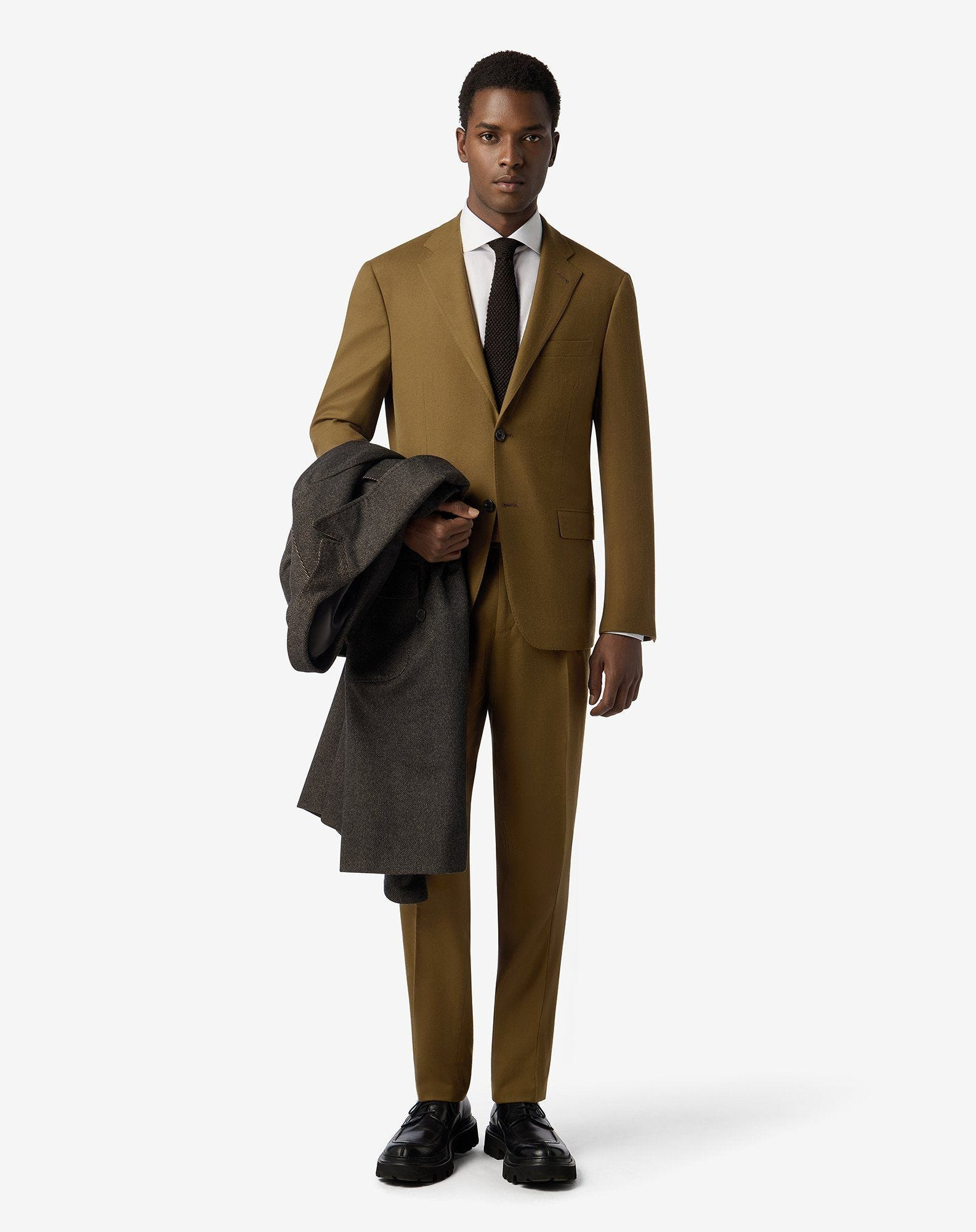 Tobacco brown super 160’s wool flannel suit - 2