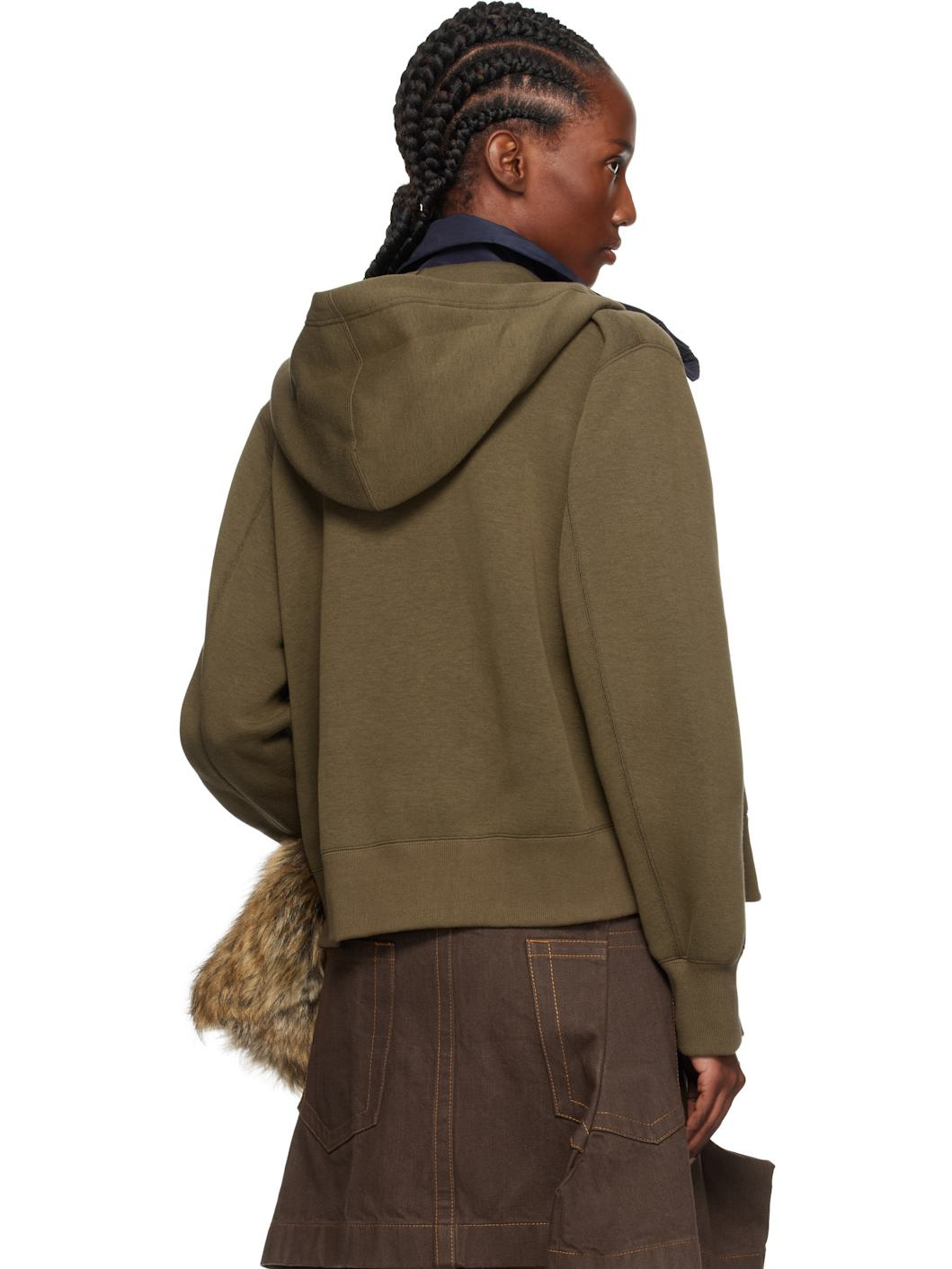Khaki & Navy Sponge Sweat x Grosgrain Hoodie - 3