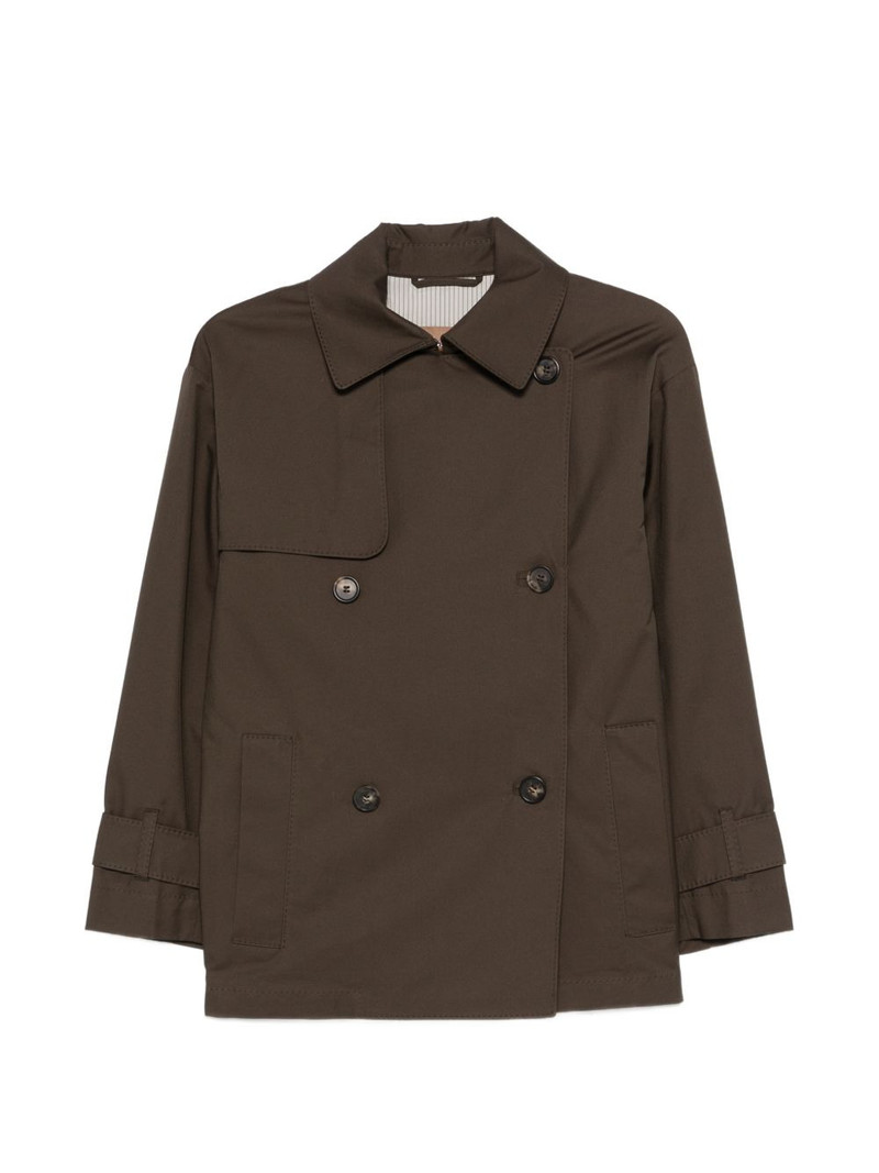 logo-patch double-breasted coat 1