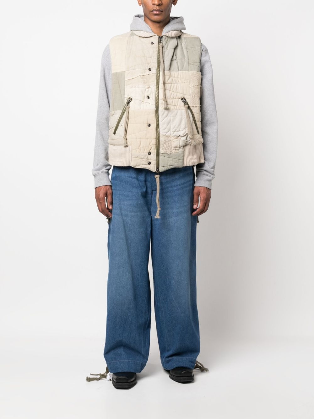 patchwork zip-up gilet - 2