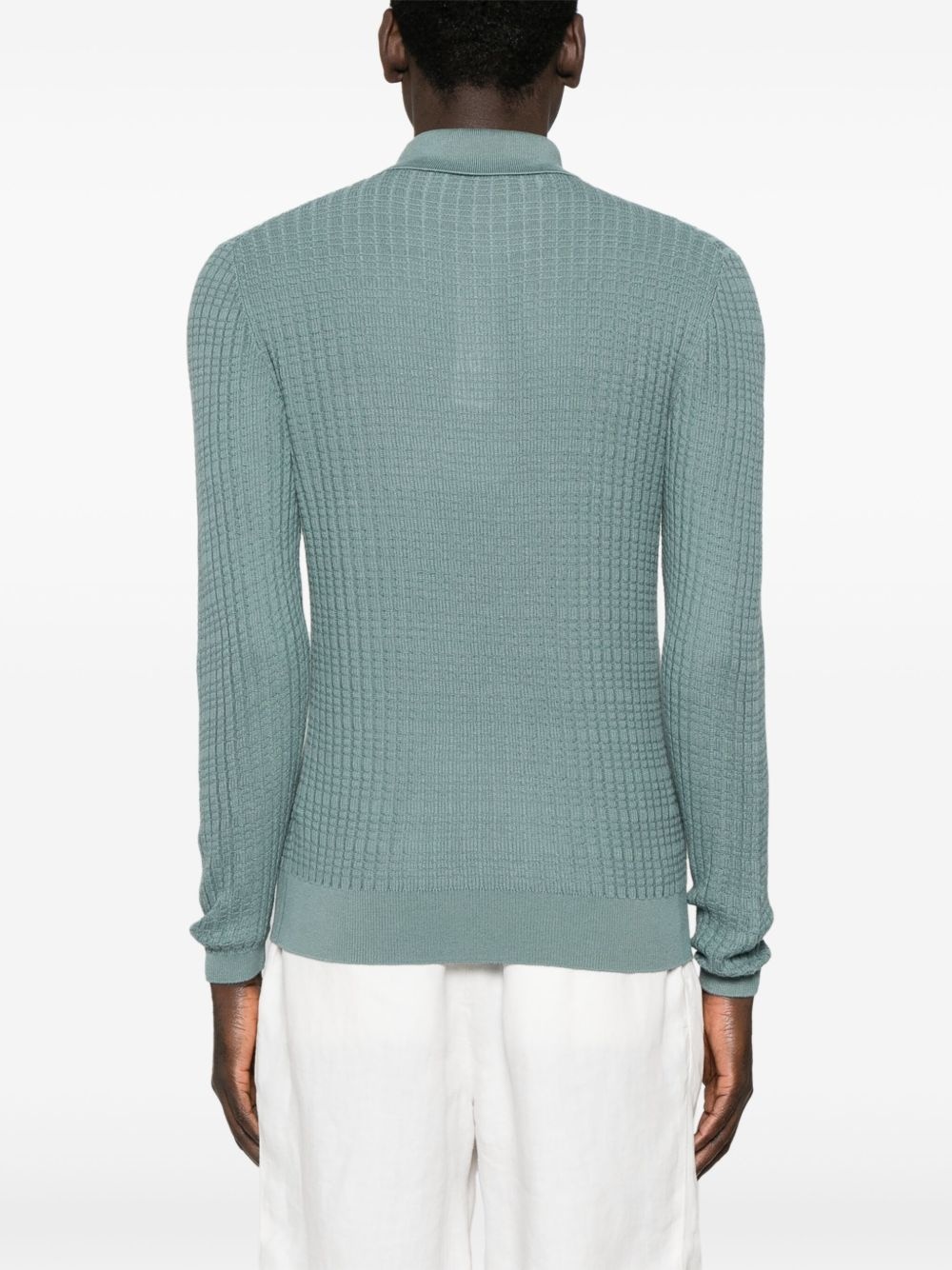 textured knit polo shirt - 3