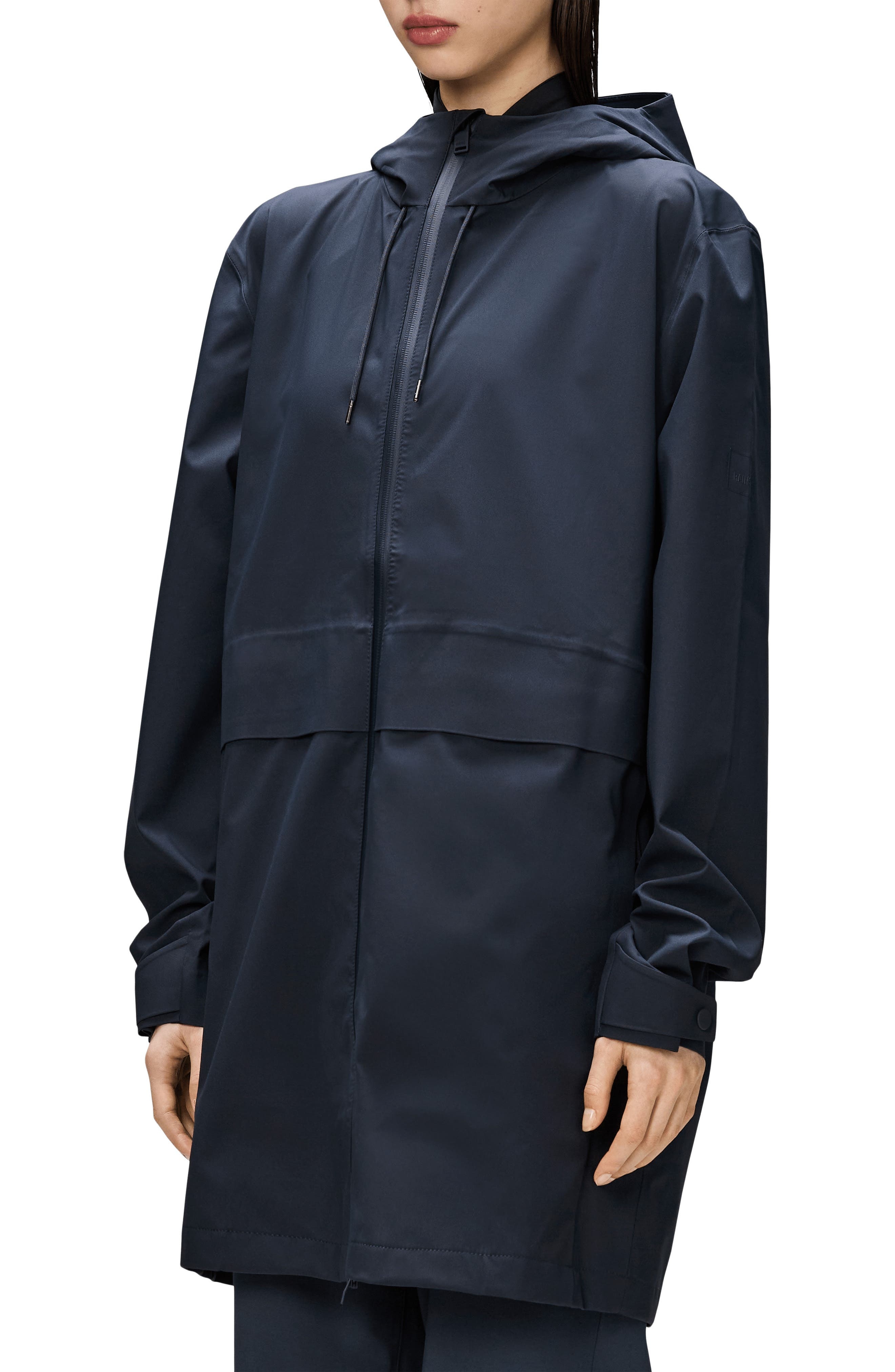Rains Suva Hardshell Hooded Long Rain Jacket in Navy at Nordstrom - 7