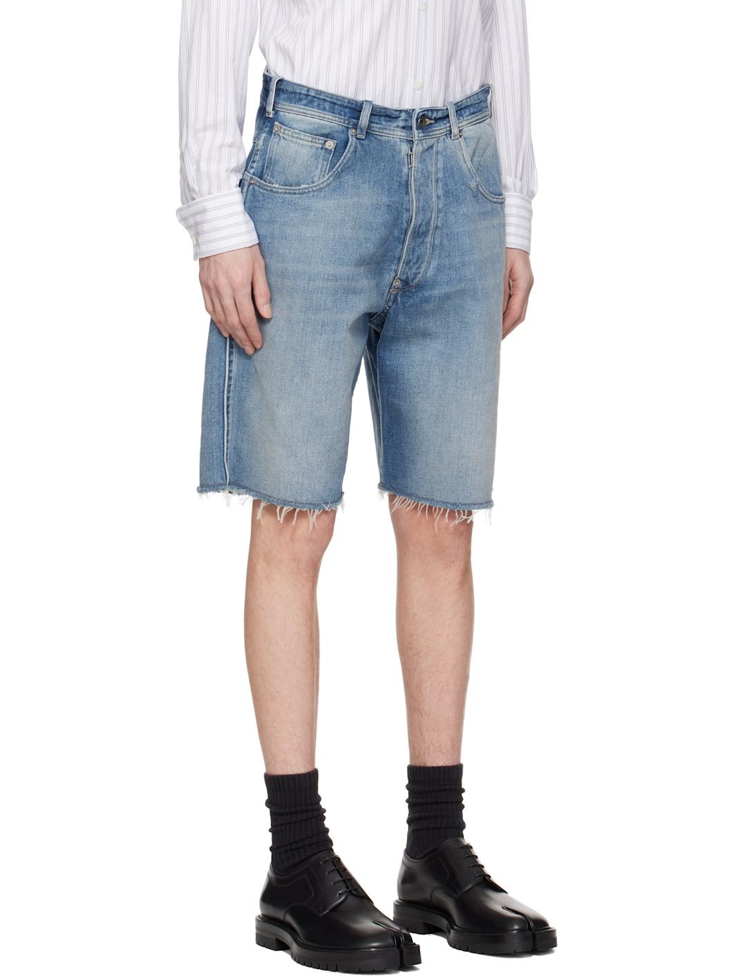 Blue Cut-Off Denim Shorts - 2