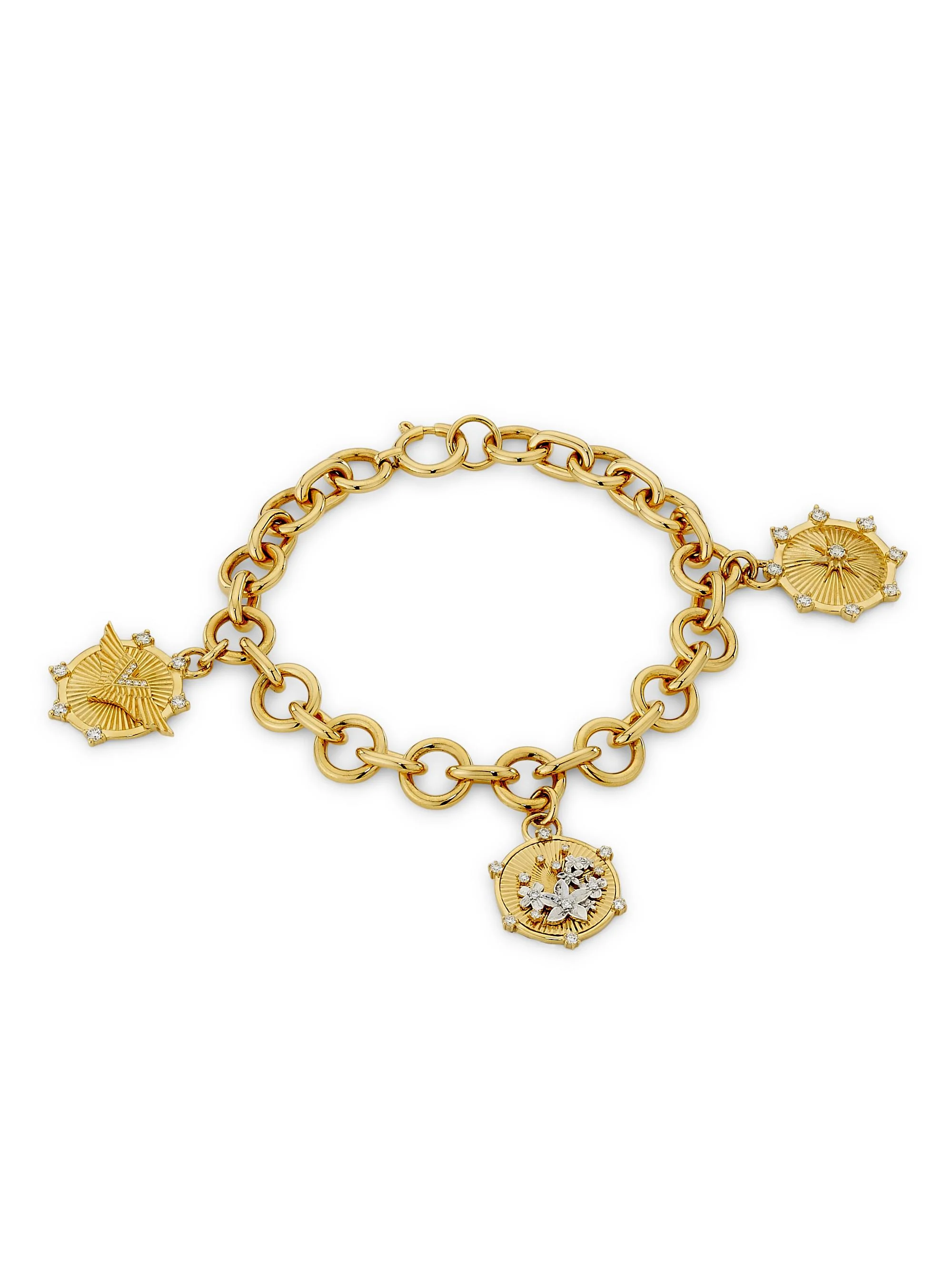Women's Resilience Two-Tone 18K Gold & 0.49 TCW Diamond Charm Bracelet - Yellow Gold - 1