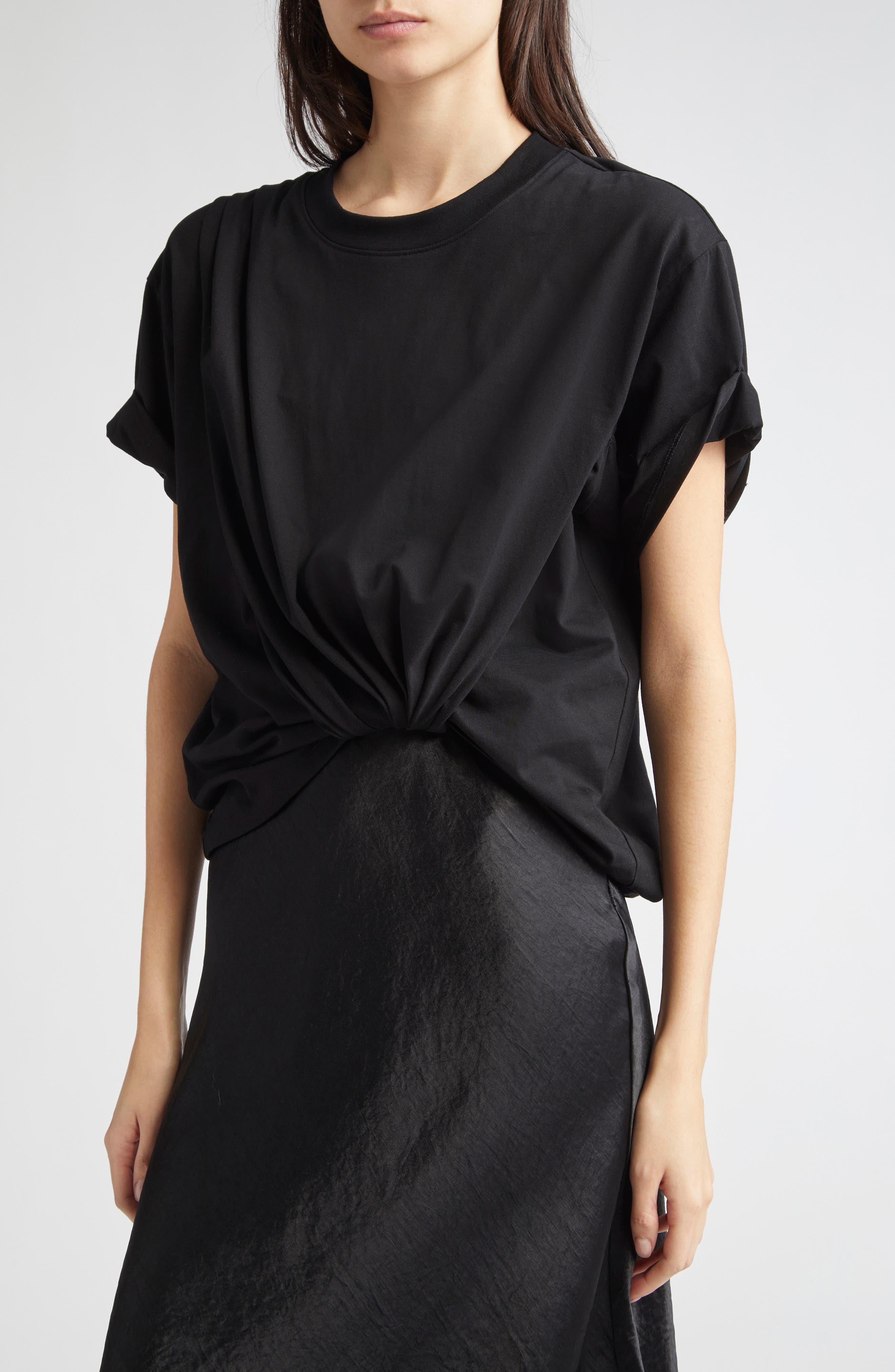 3.1 Phillip Lim Mixed Media Short Sleeve Dress in Black-White Multi at Nordstrom - 4
