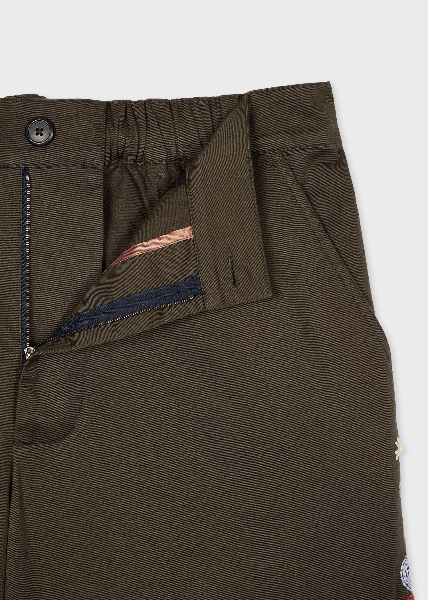 Dark Green Embroidered Paisley Shorts - 4