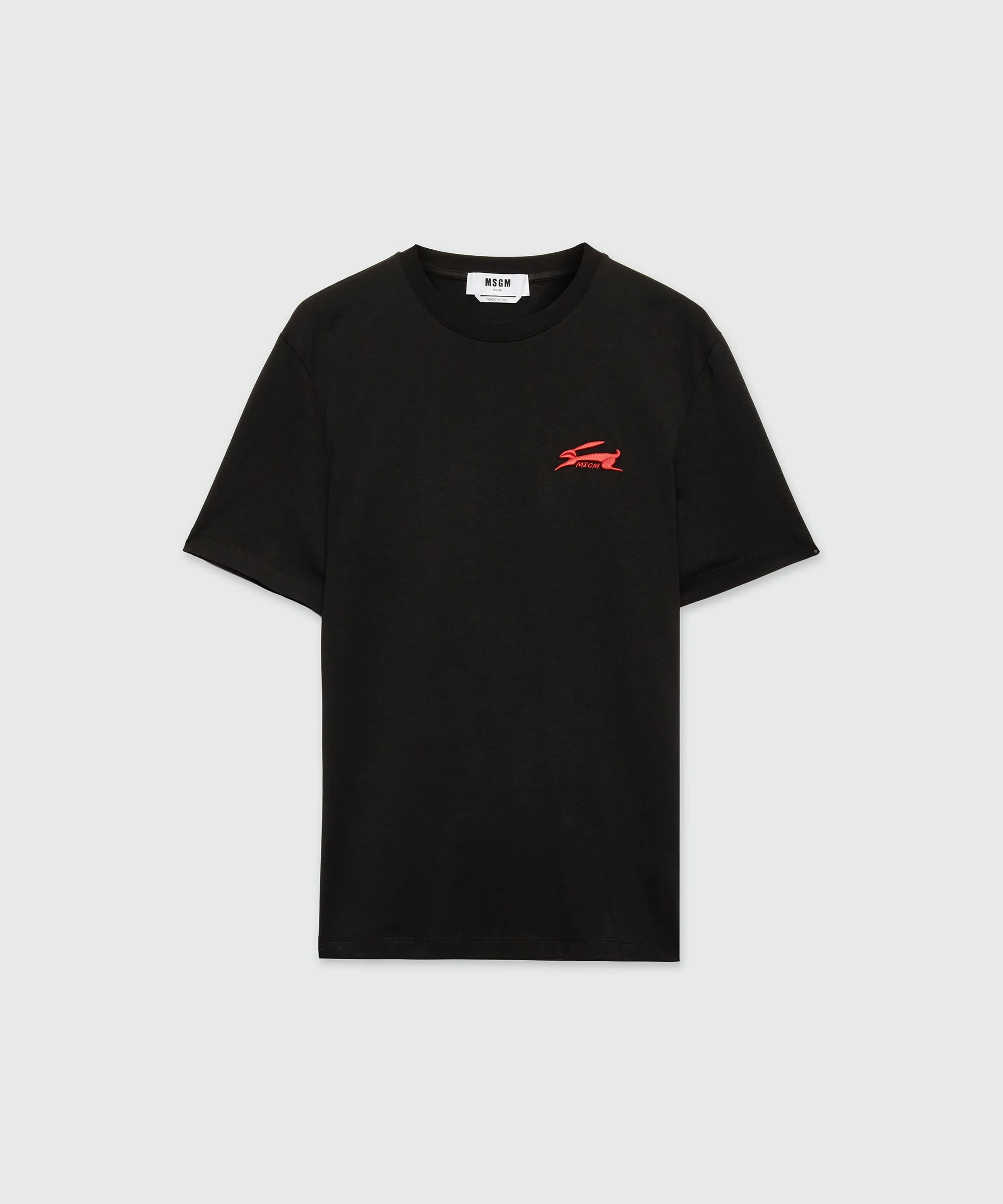 Black jersey T-shirt with embroidery - 1