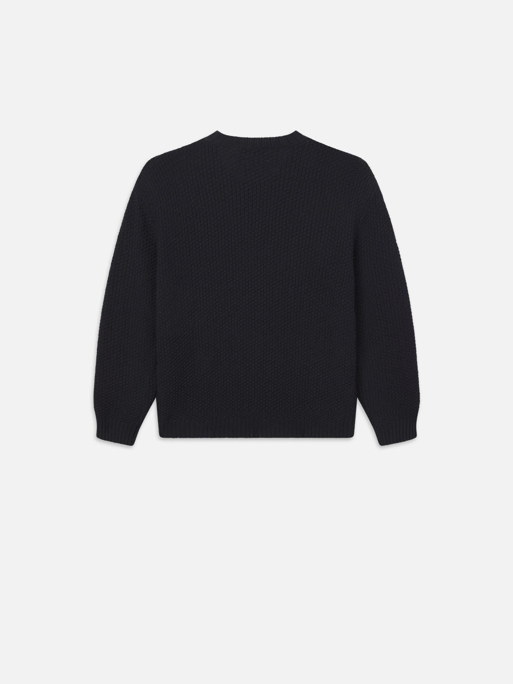 Wool Cashmere Textured Sweater in Dark Navy - 3