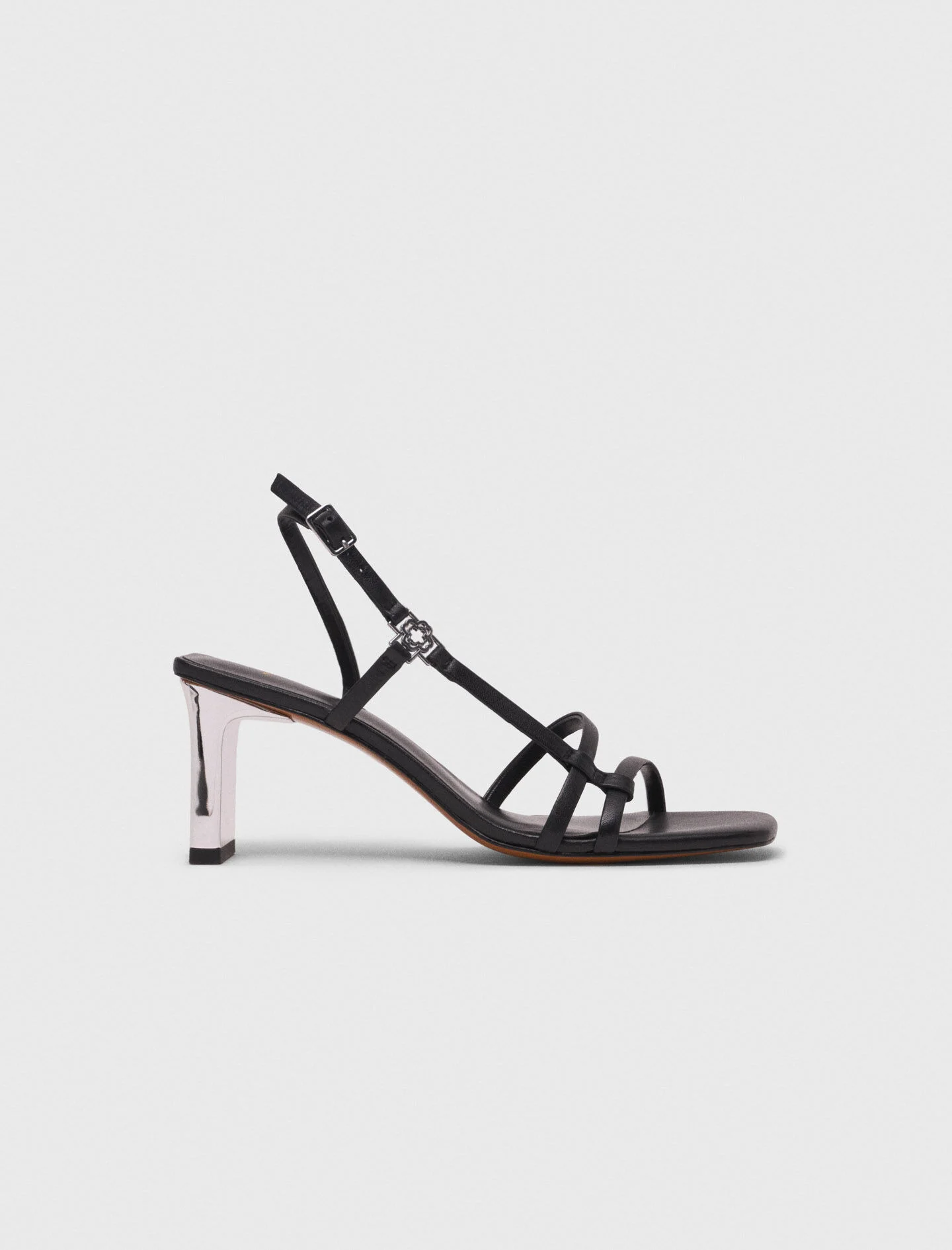 Metallic heel strappy sandals - 1