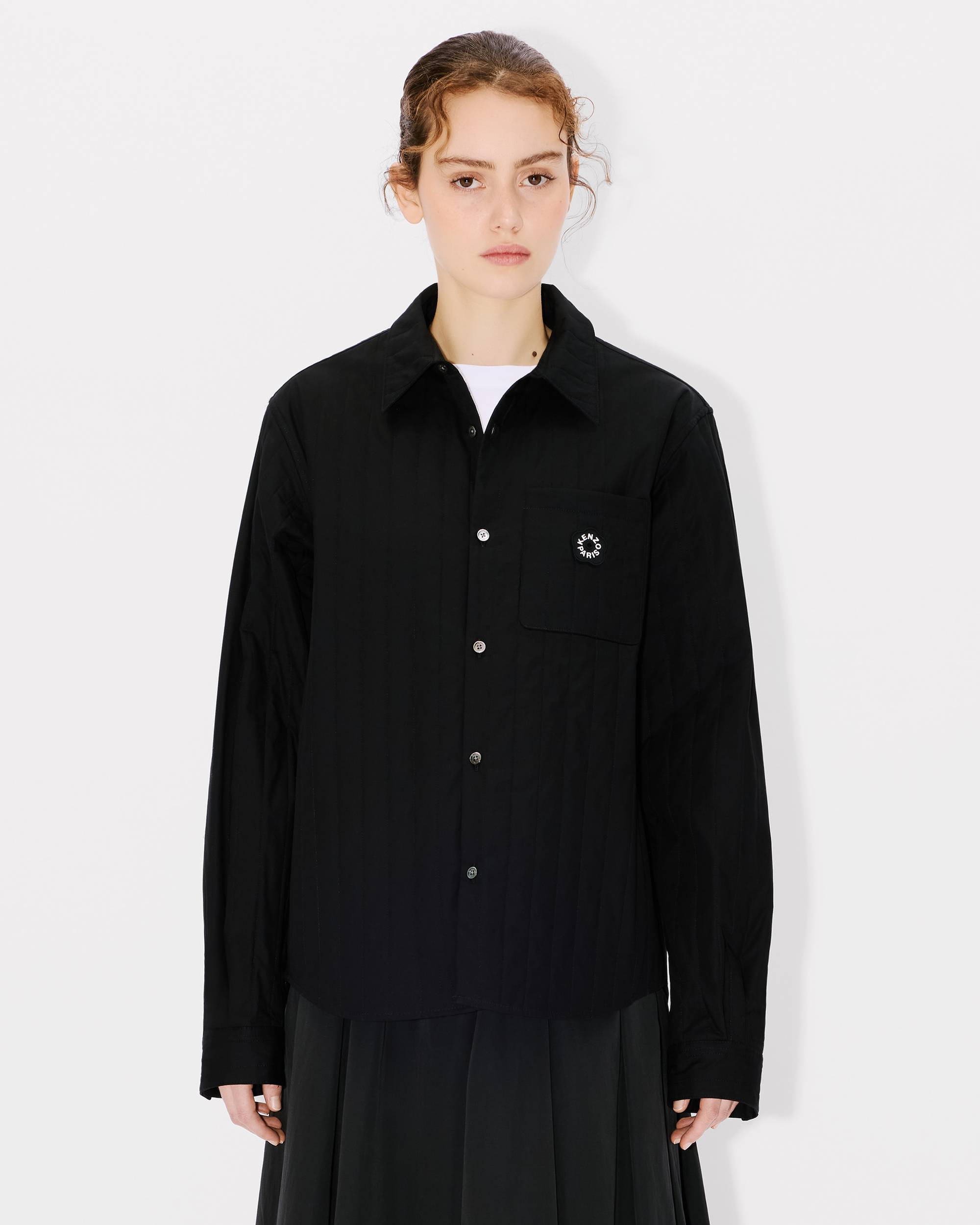 'Boke Flower 2.0' genderless padded overshirt in cotton poplin - 3