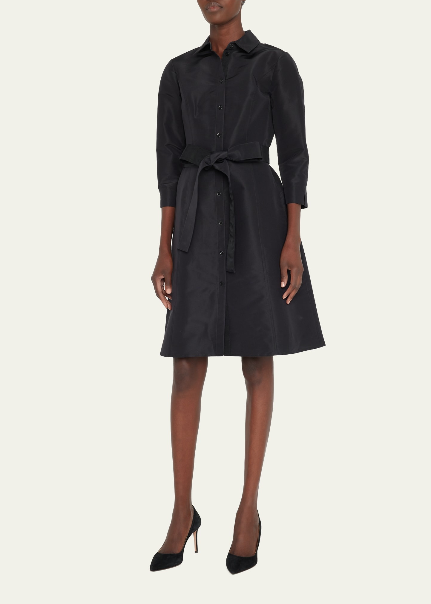 Faille 3/4-Sleeve Shirtdress - 4