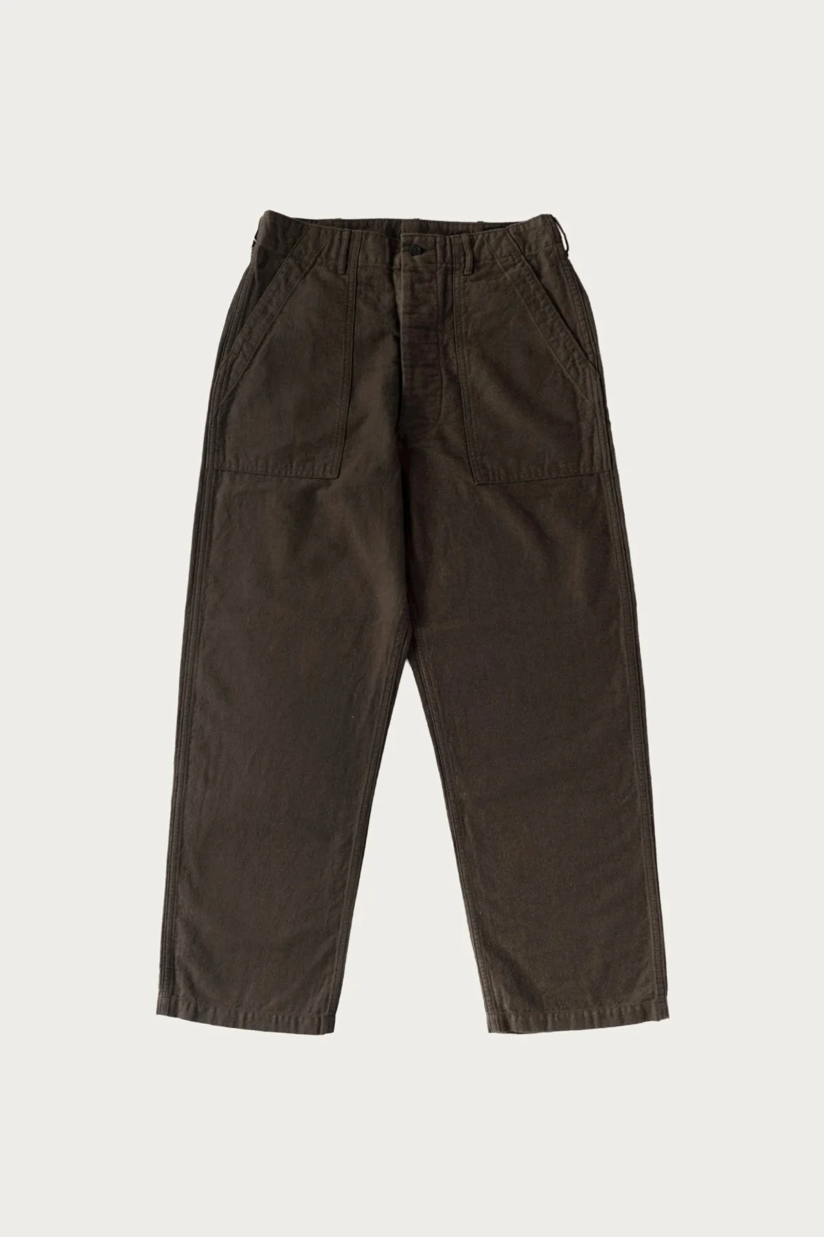 Relax Fit Cotton Linen Moleskin Fatigue Pants - Charcoal Grey - 1
