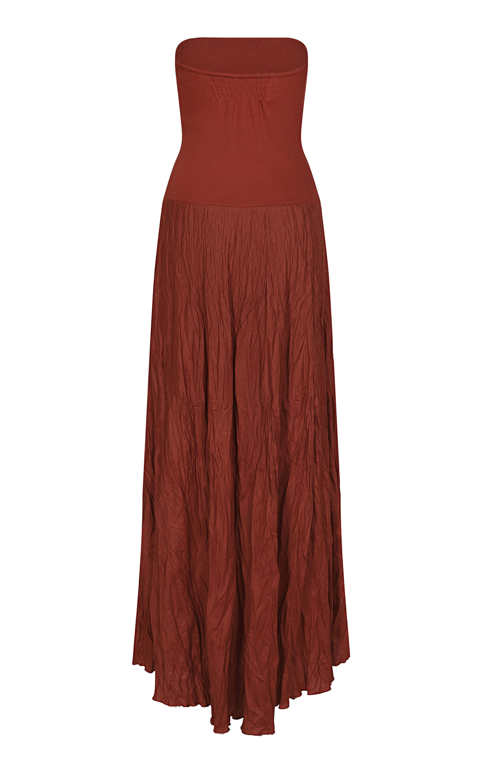 Light And Sound Crinkled Linen-Cotton Maxi Skirt brown - 4
