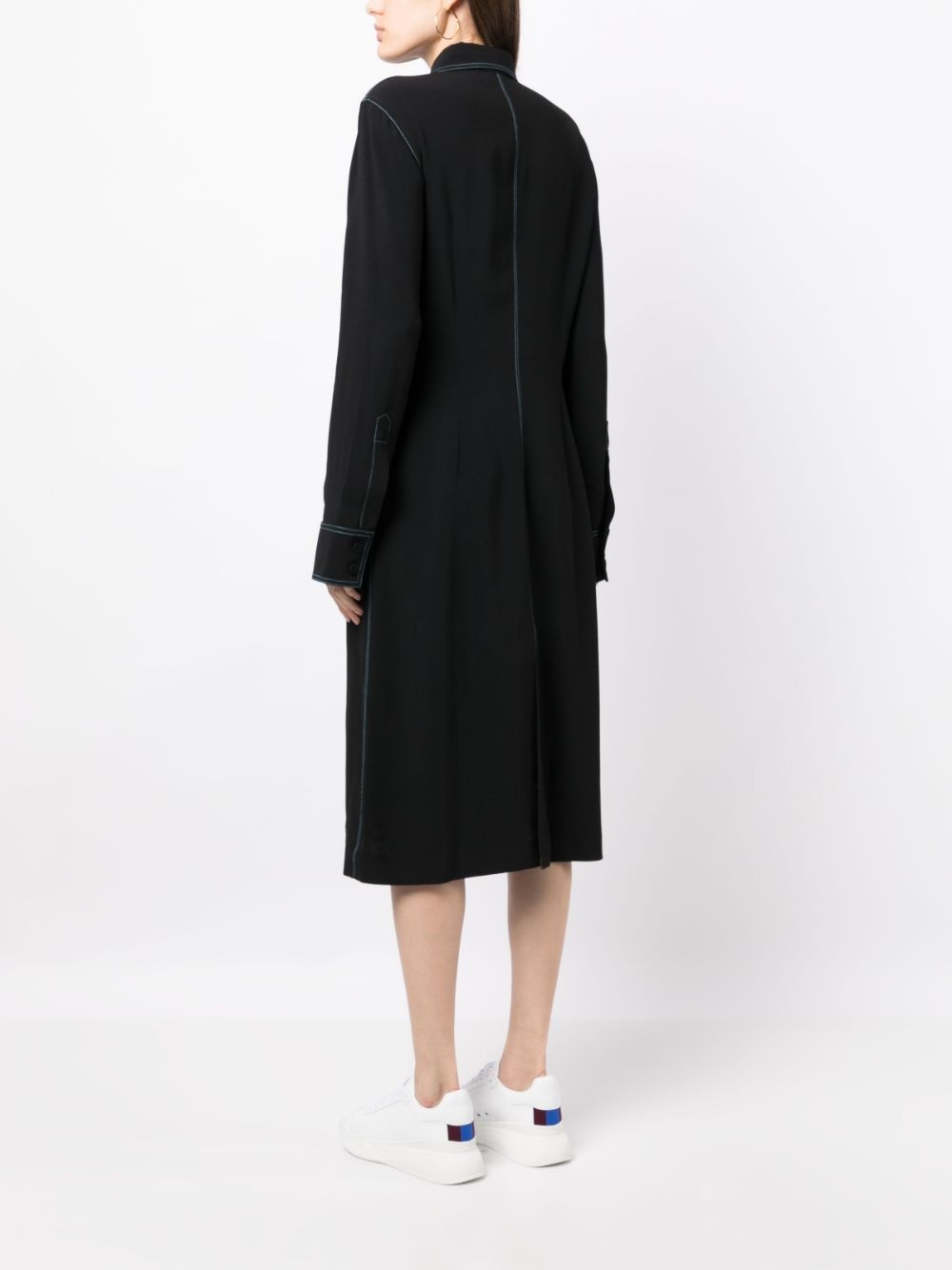 contrast-stitching midi shirtdress - 4