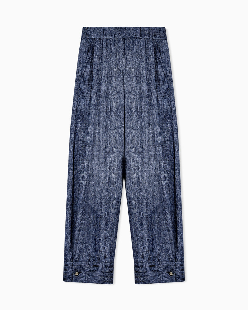 DENIM-PRINT SILK TROUSERS WITH PLEATS DENIM COLLECTION 1