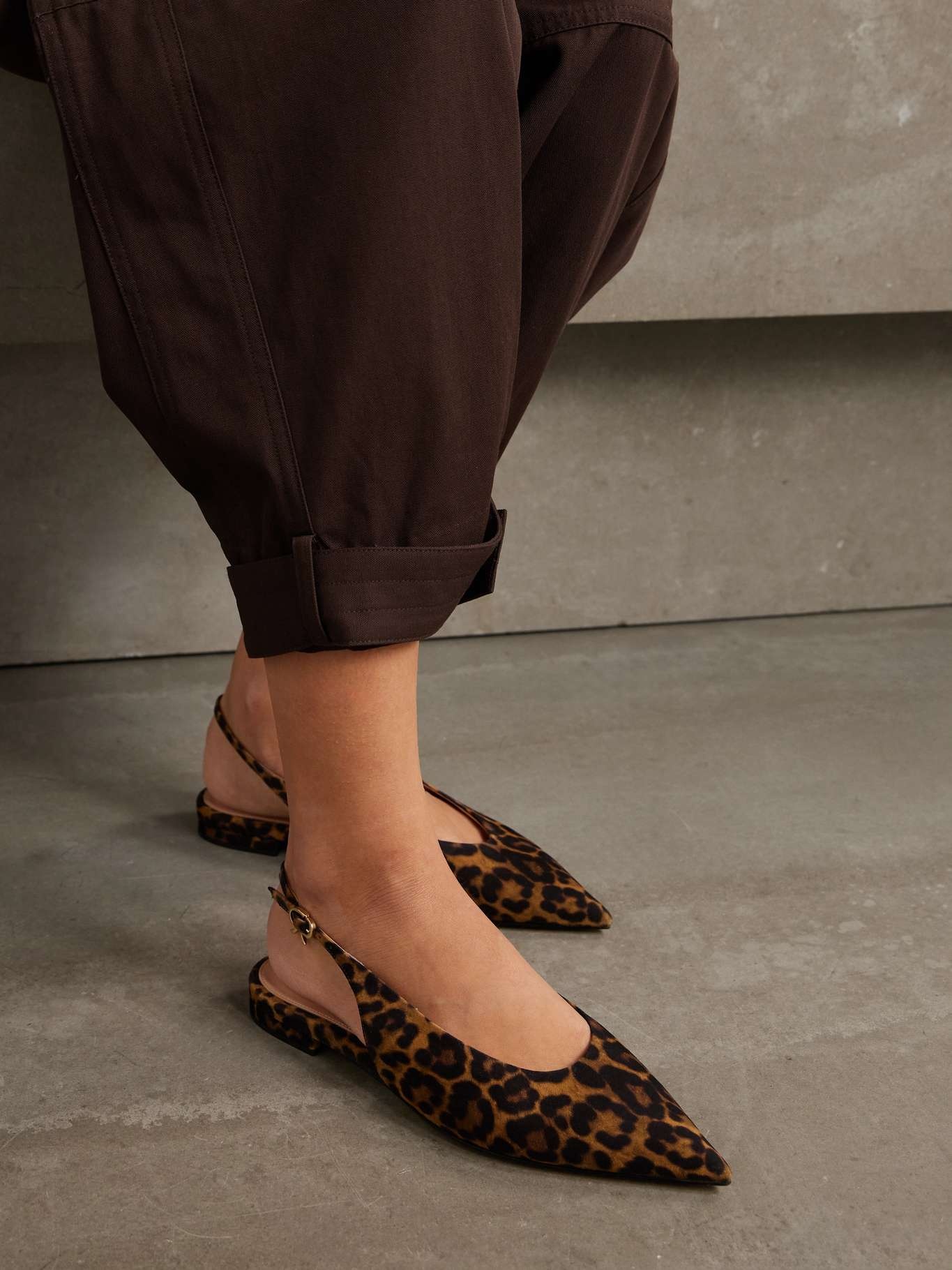 Gianvito Rossi Robbie leopard-print suede slingback flats REVERSIBLE - Main Image