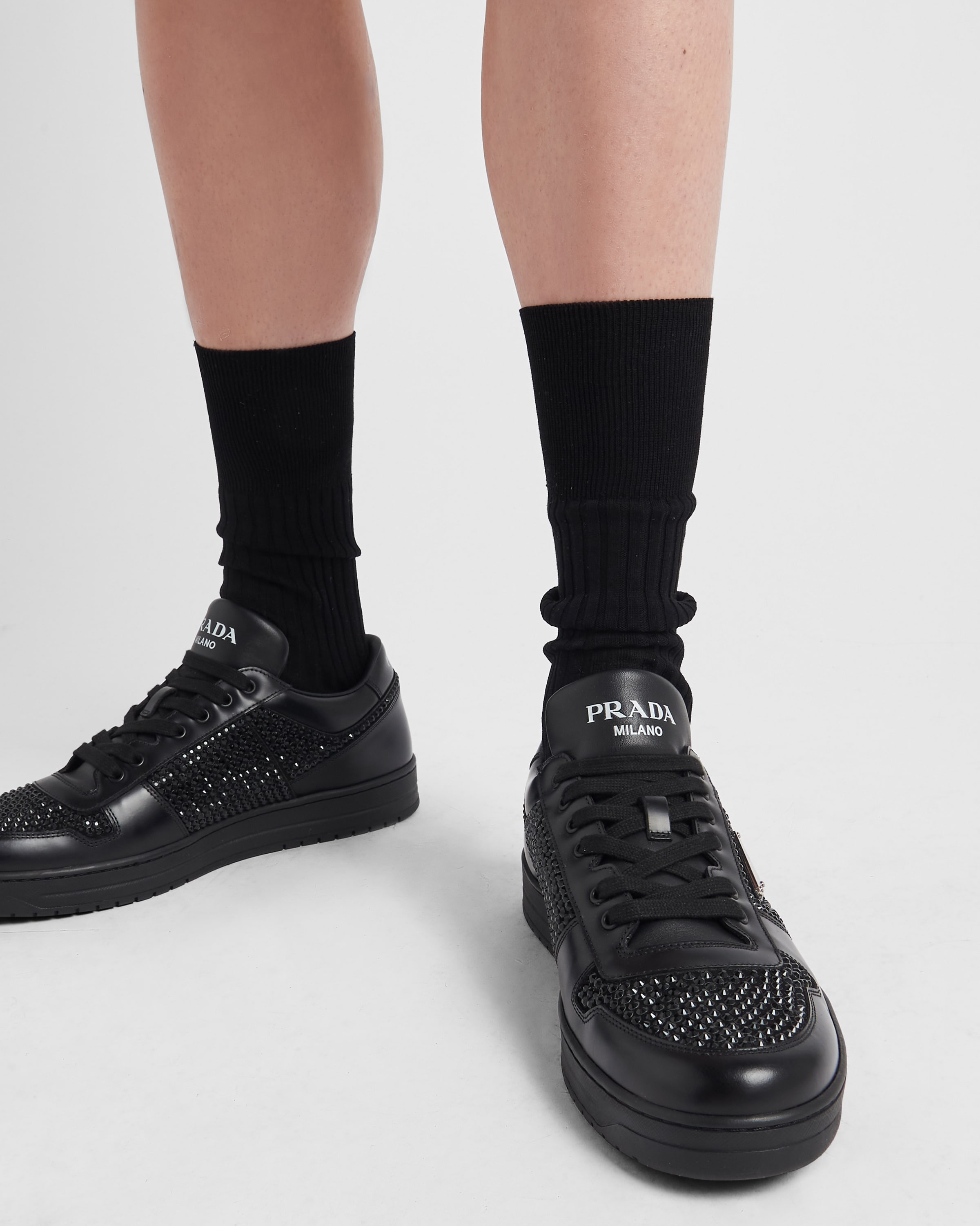 Downtown leather sneakers with crystals - 3