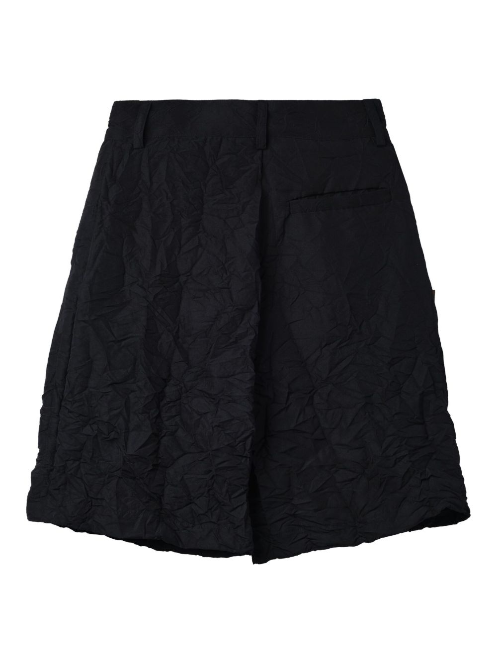 WOOL WRINKLED SHORTS BLACK "Black" - 2