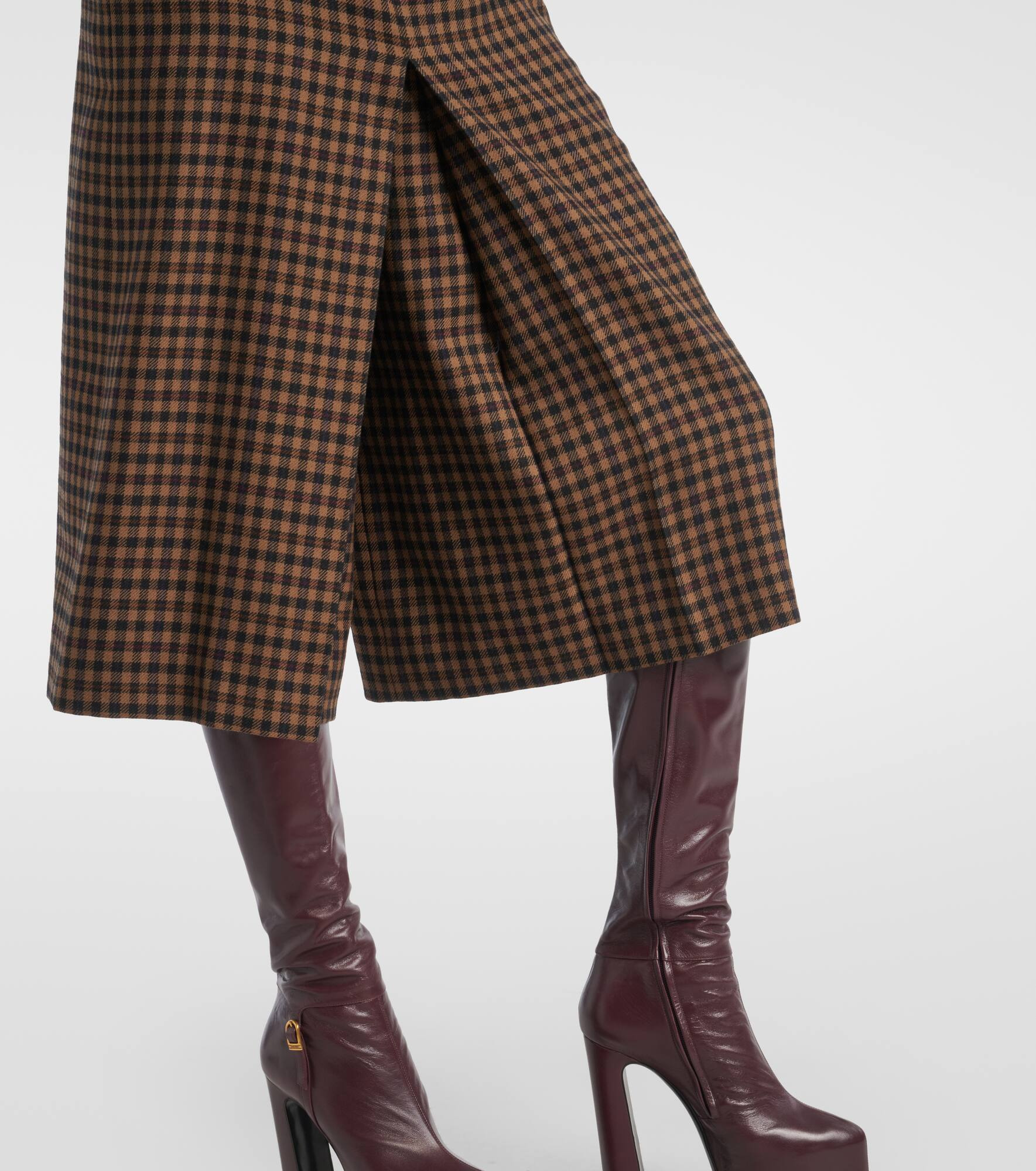 Gingham mid-rise wool culottes - 5