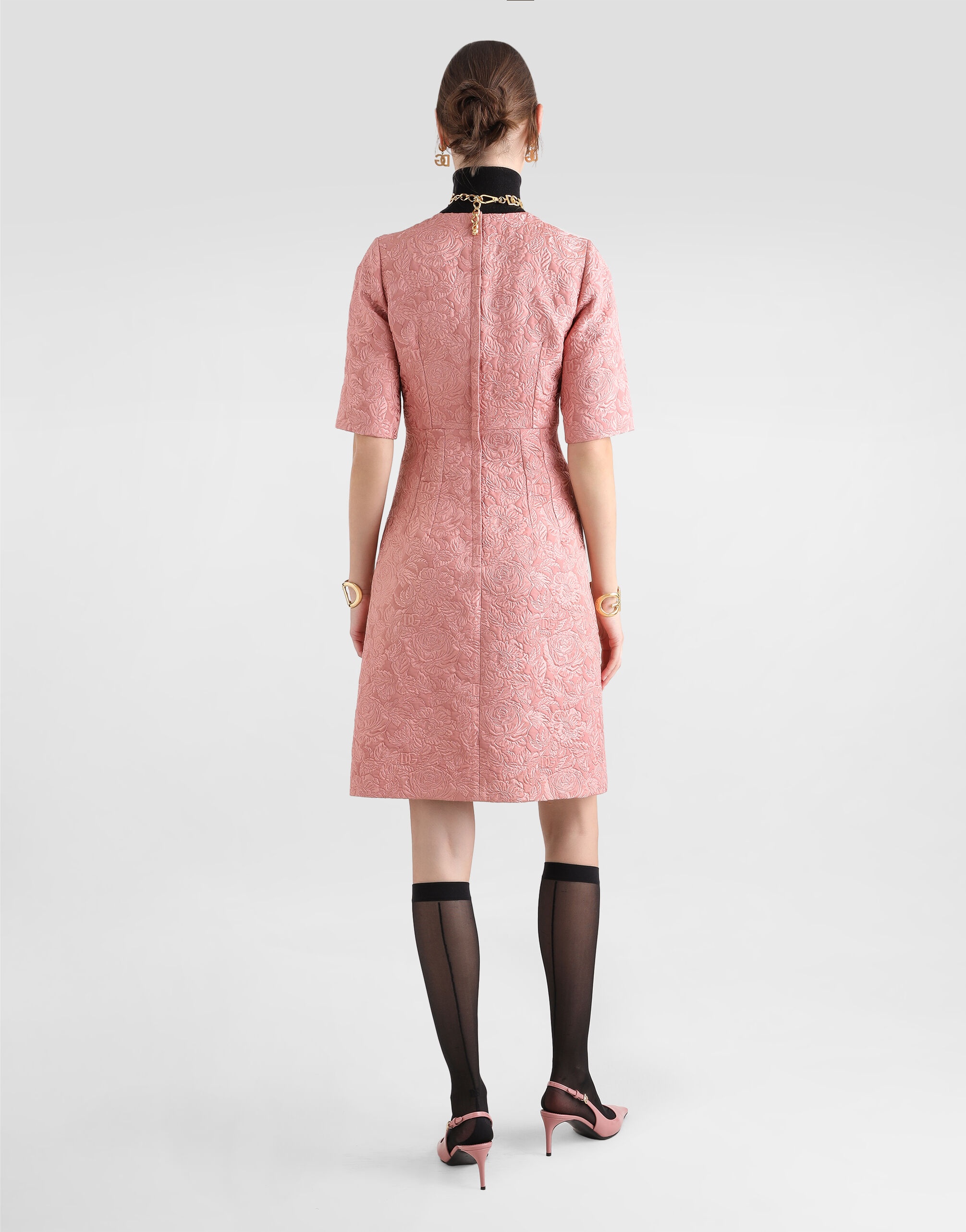 Fit-and-flare midi dress in floral jacquard - 3