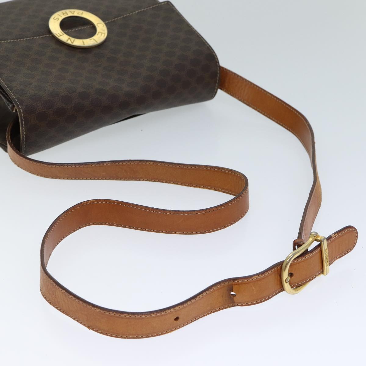 CELINE Macadam Canvas Shoulder Bag Pvc Brown - 7