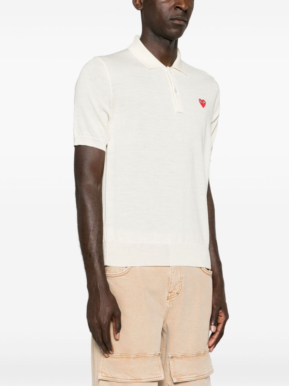 heart-patch wool polo shirt - 4