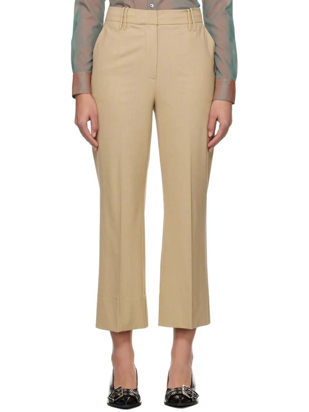 Beige Cropped Trousers - 1