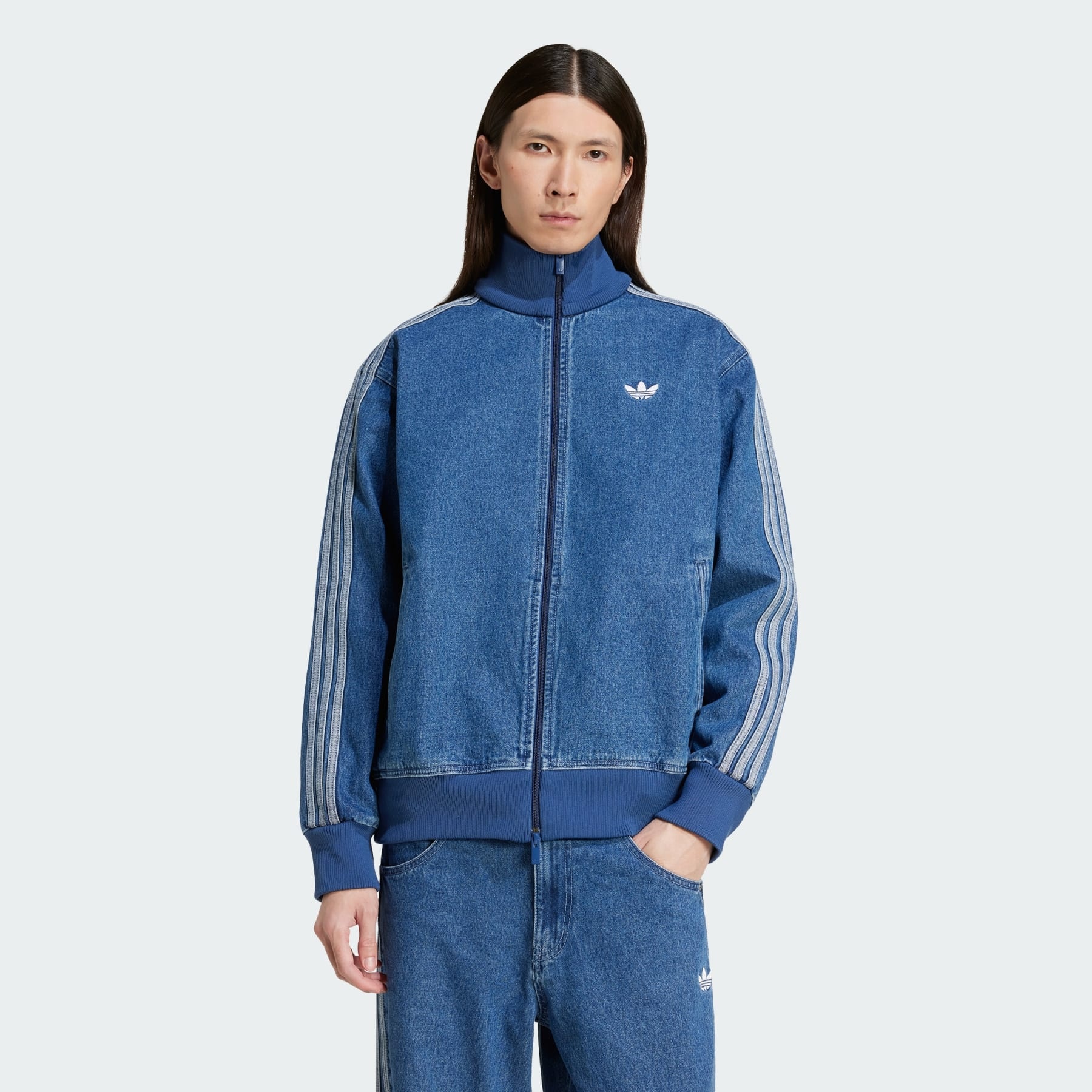 ジャケット・アウター Adidas DENIM FIREBIRD TRACKTOP L Men's adidas Originals adicolor Firebird Denim Track Top