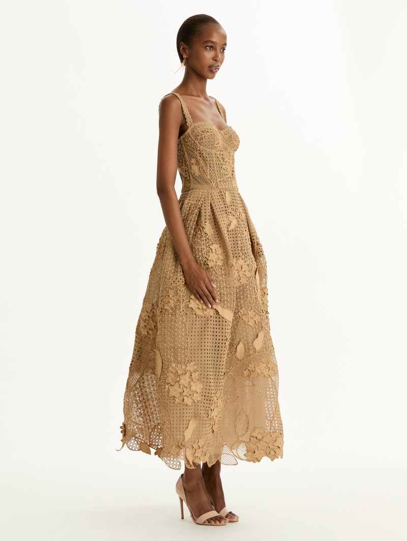 PORCELAIN FLOWER GUIPURE LATTICE COCKTAIL DRESS 4
