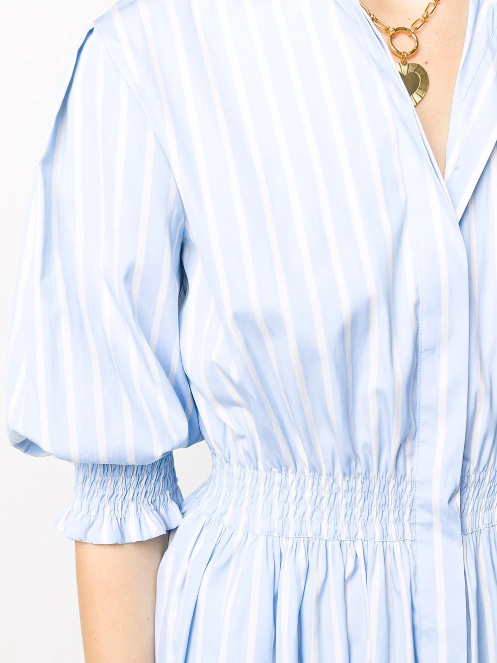 ruched waist striped shirt dress - 5