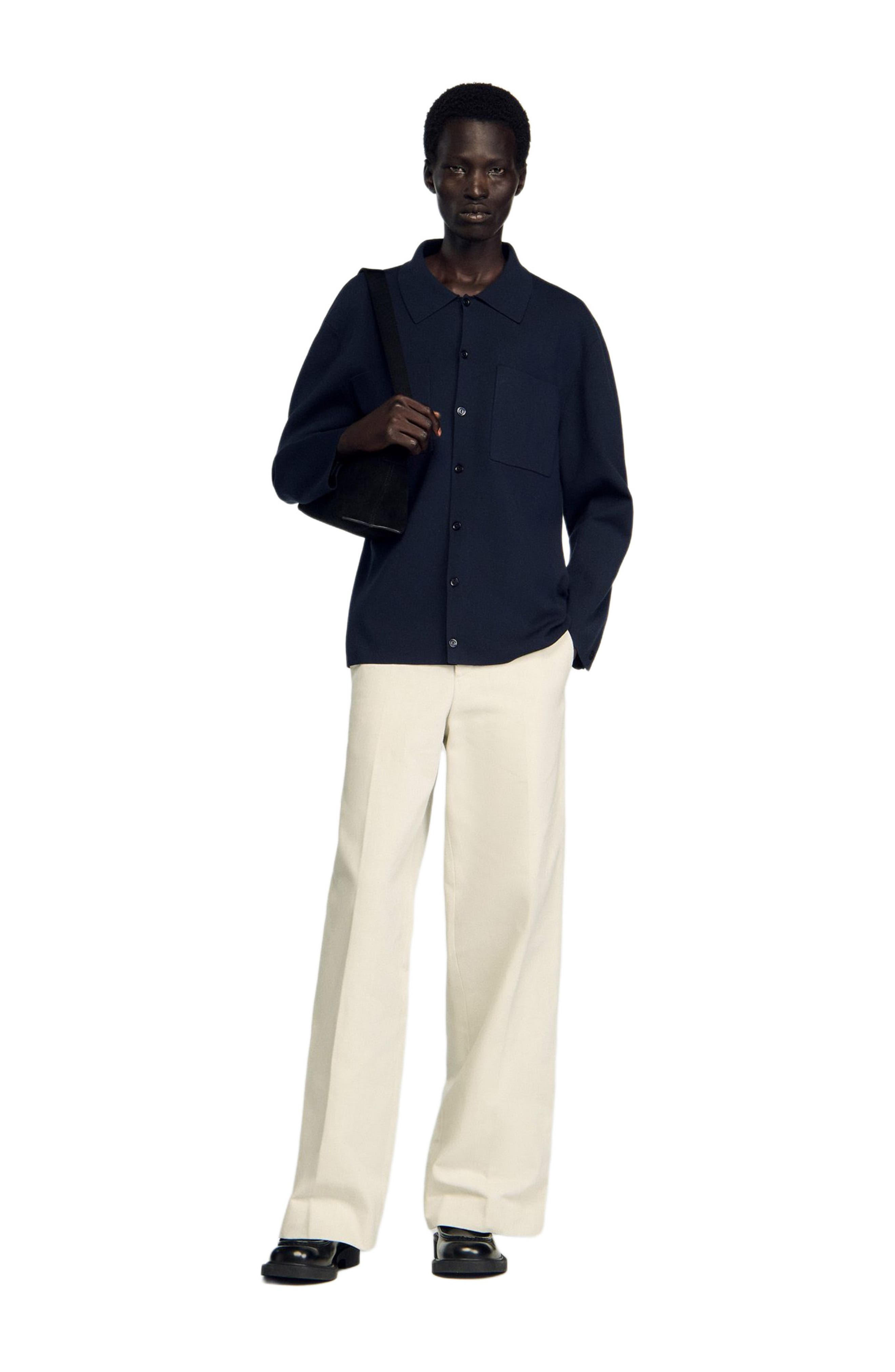 SANDRO Knit jacket in Navy Blue at Nordstrom - 6