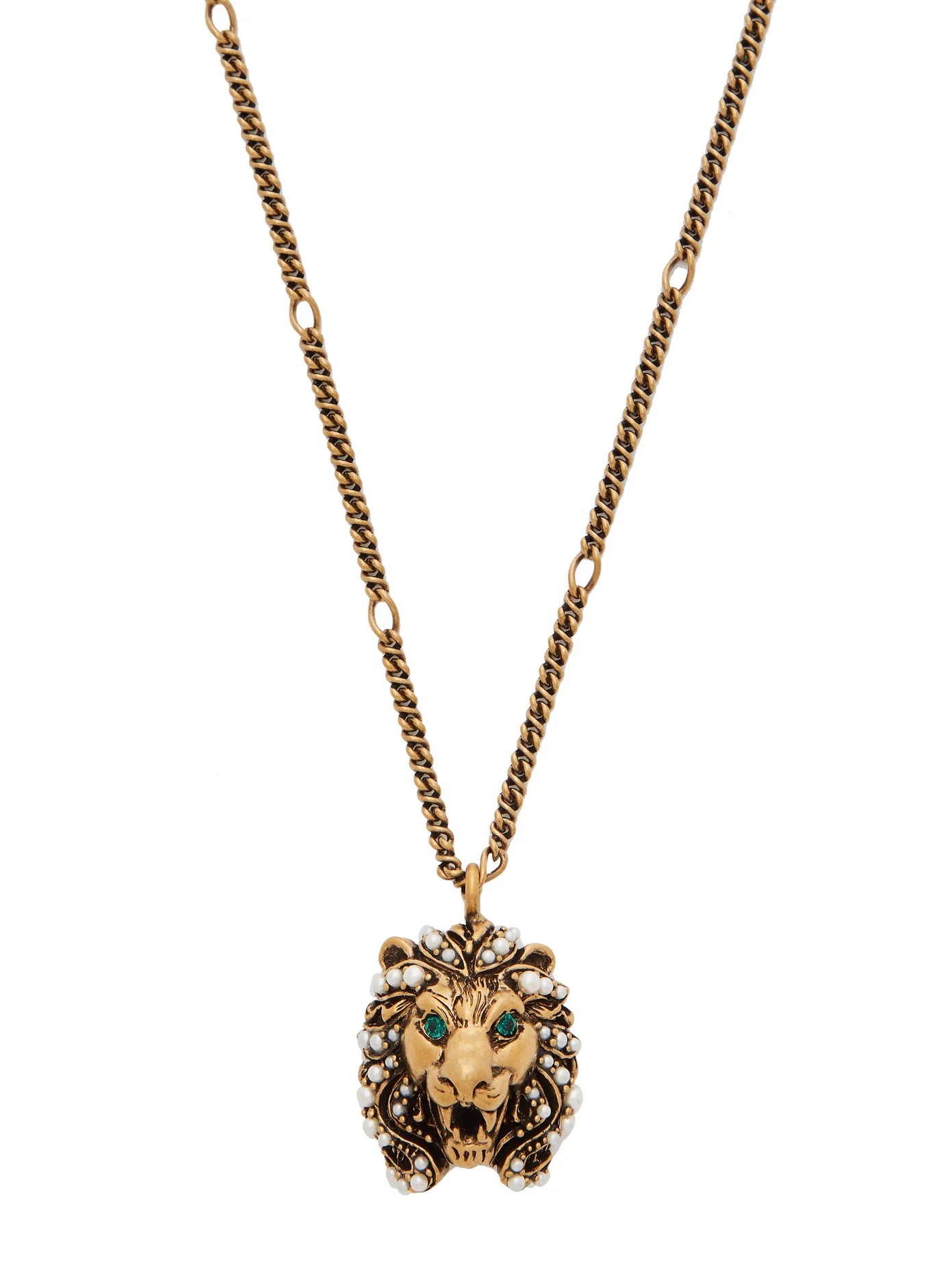 Crystal-embellished lion necklace - 1