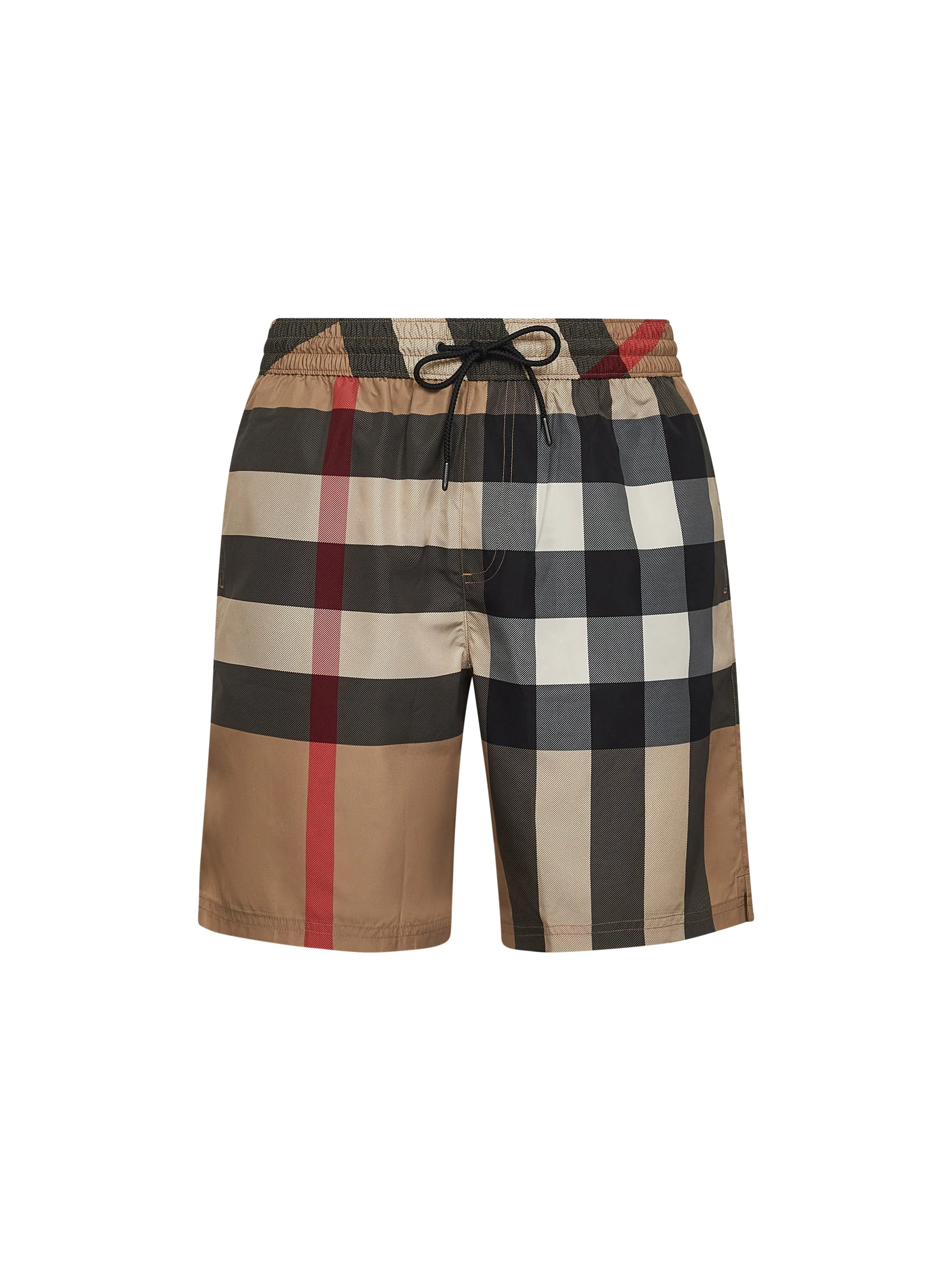 Burberry Men Beige Burberry Check Swim Trunks - 1
