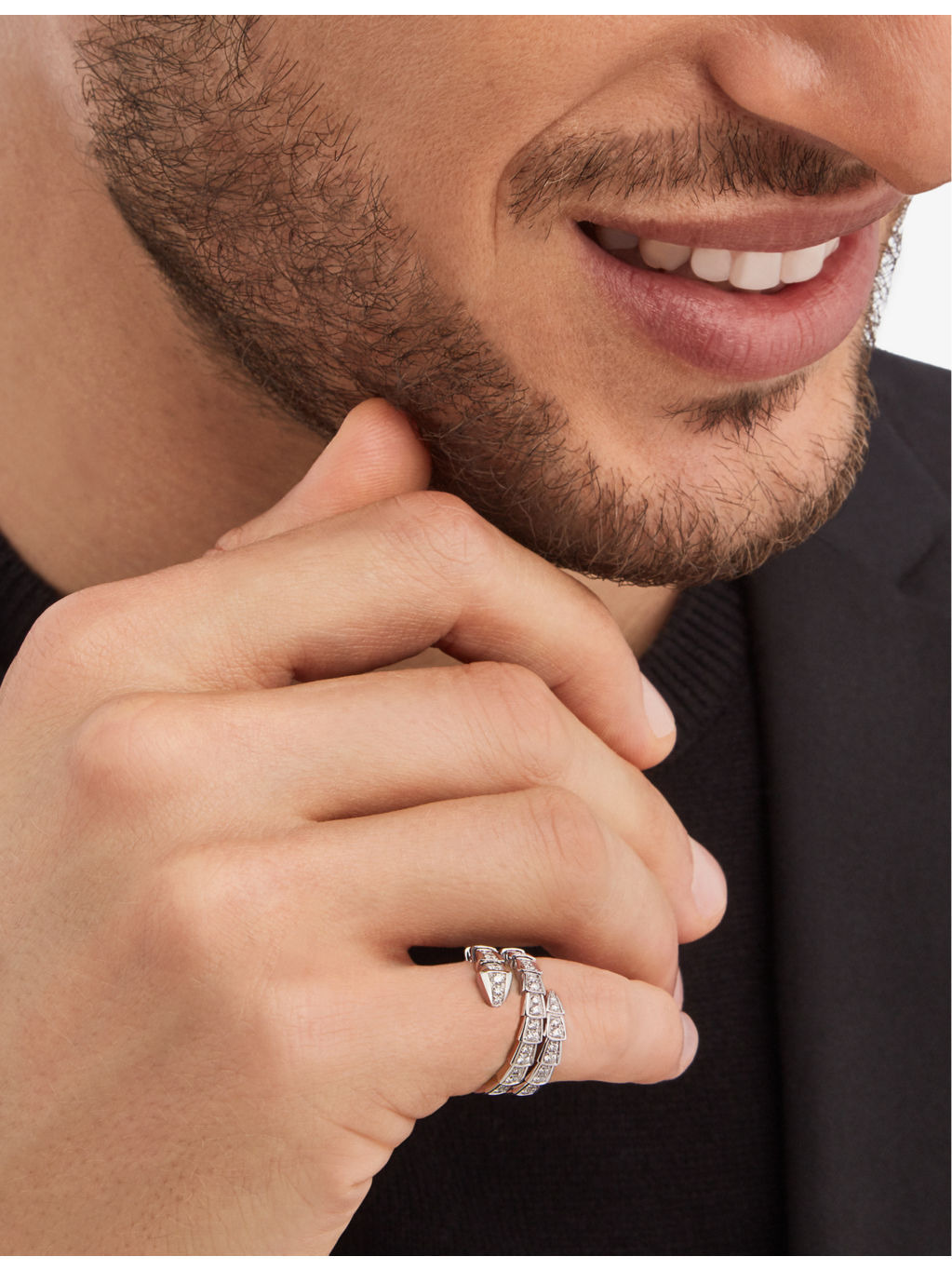 Serpenti Viper 18ct white-gold and 1.22ct brilliant-cut diamond ring - 4