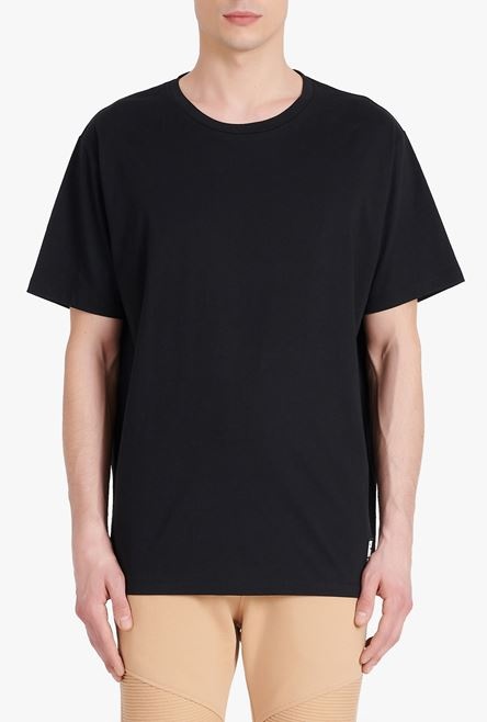 Oversized black eco-designed cotton T-shirt with white Balmain logo print - 5