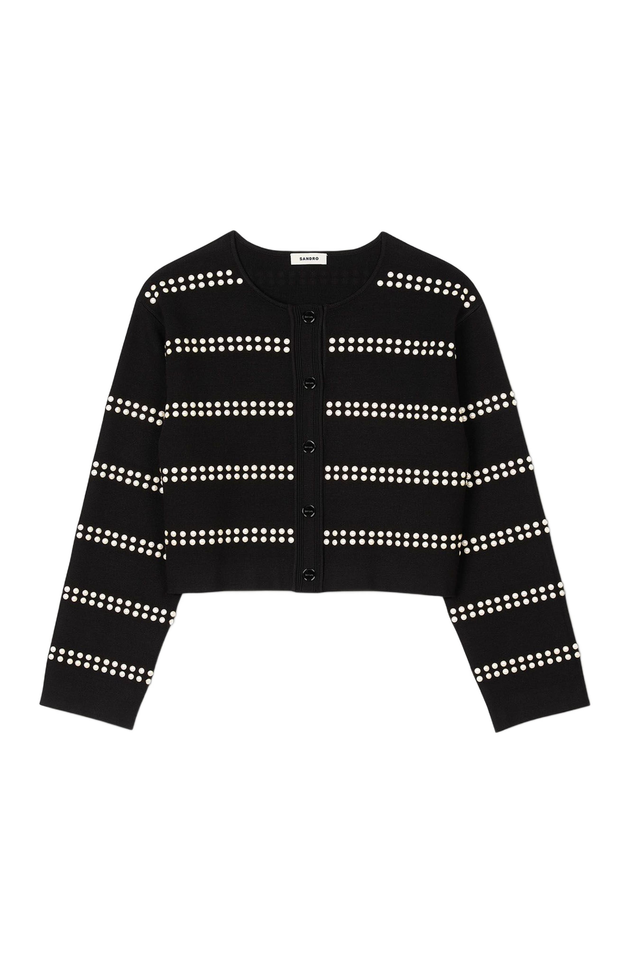 SANDRO Studded cardigan in Black at Nordstrom - 5