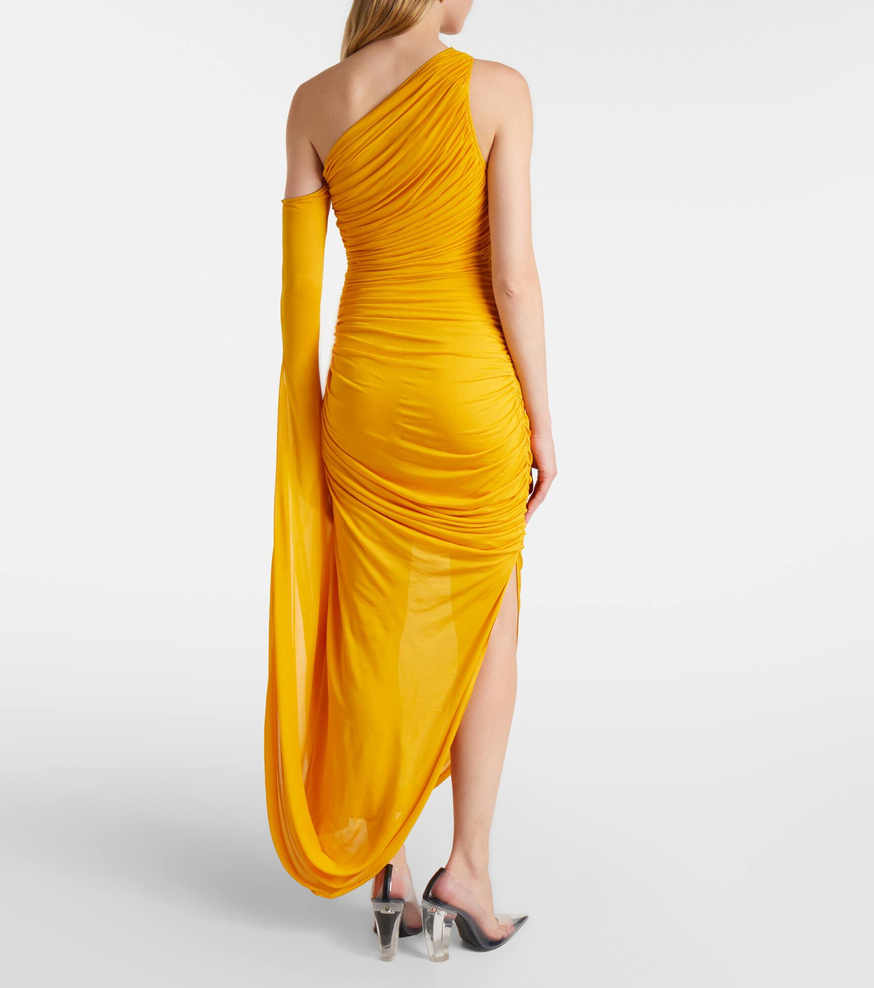 Draped one-shoulder jersey maxi dress - 3