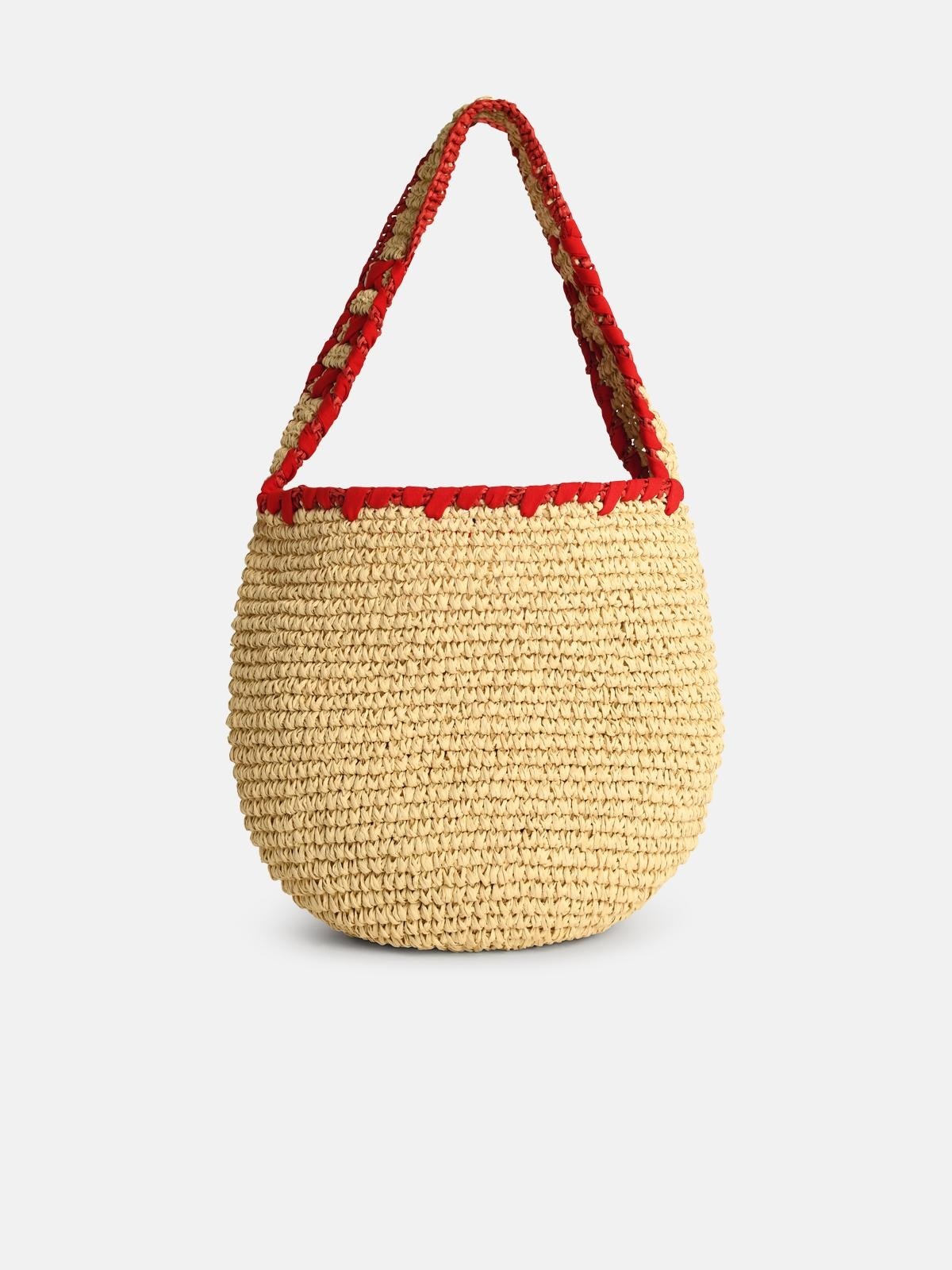 MEDIUM 'HOBO NASSA' BAG IN RED NATURAL RAFFIA - 3