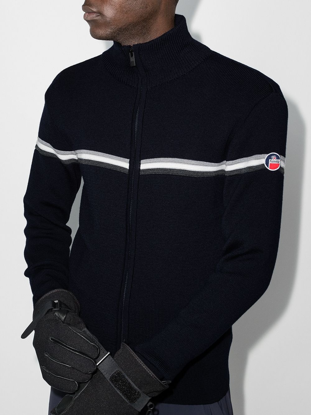 stripe detail zip-up jumper - 2