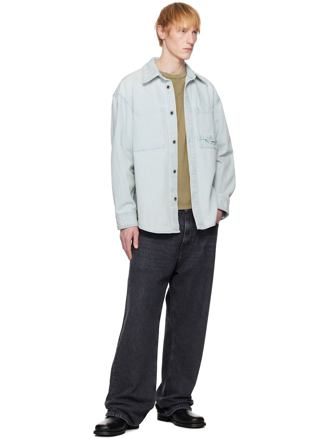 Blue Flower Back Logo Denim Shirt - 4