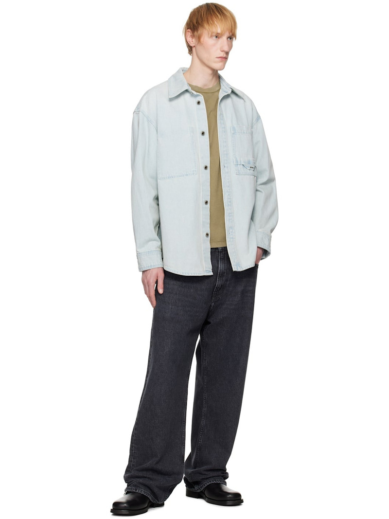Wooyoungmi Blue Flower Back Logo Denim Shirt outlook